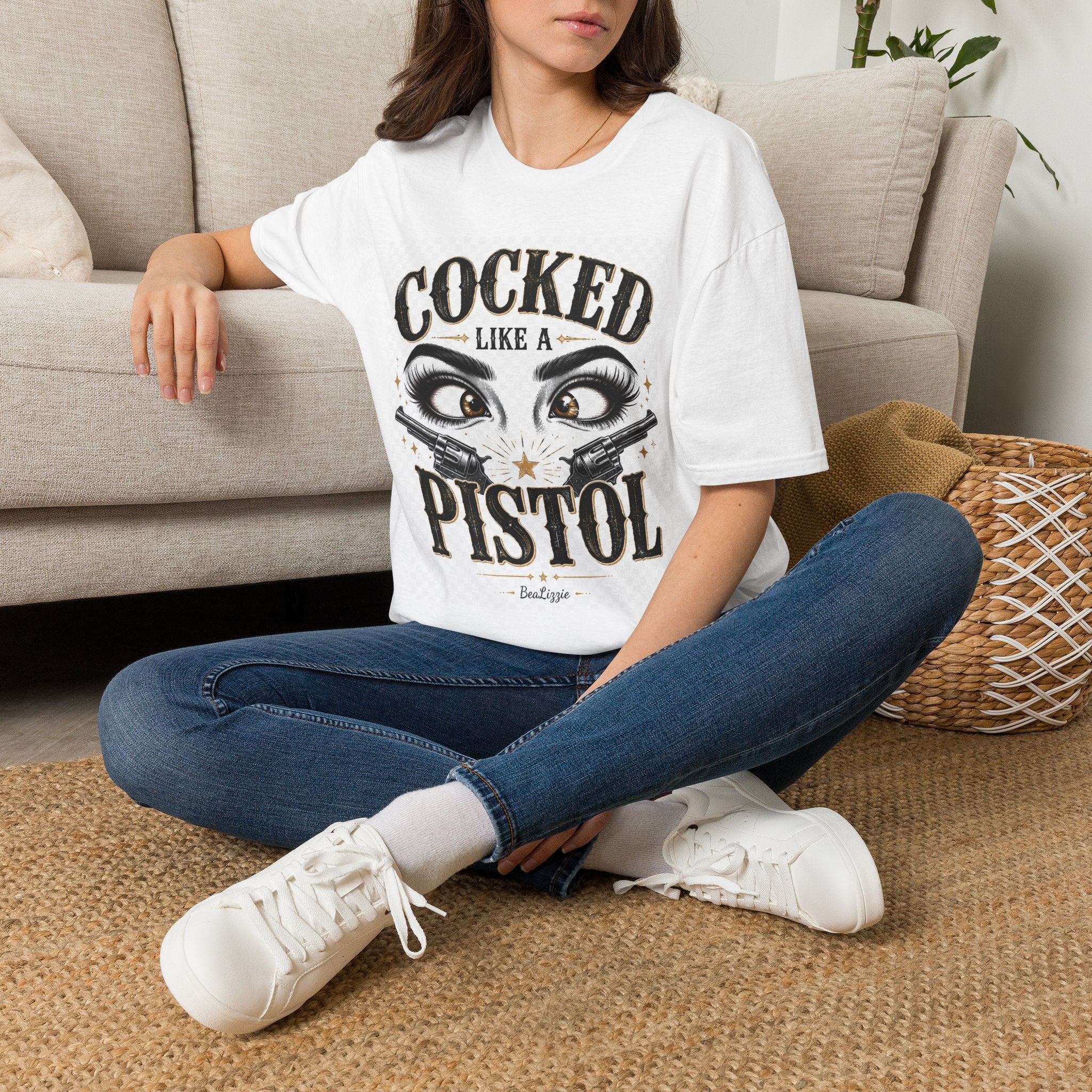 Cocked Like a Pistol T-Shirt — Retro Western Eyelash Graphic Tee