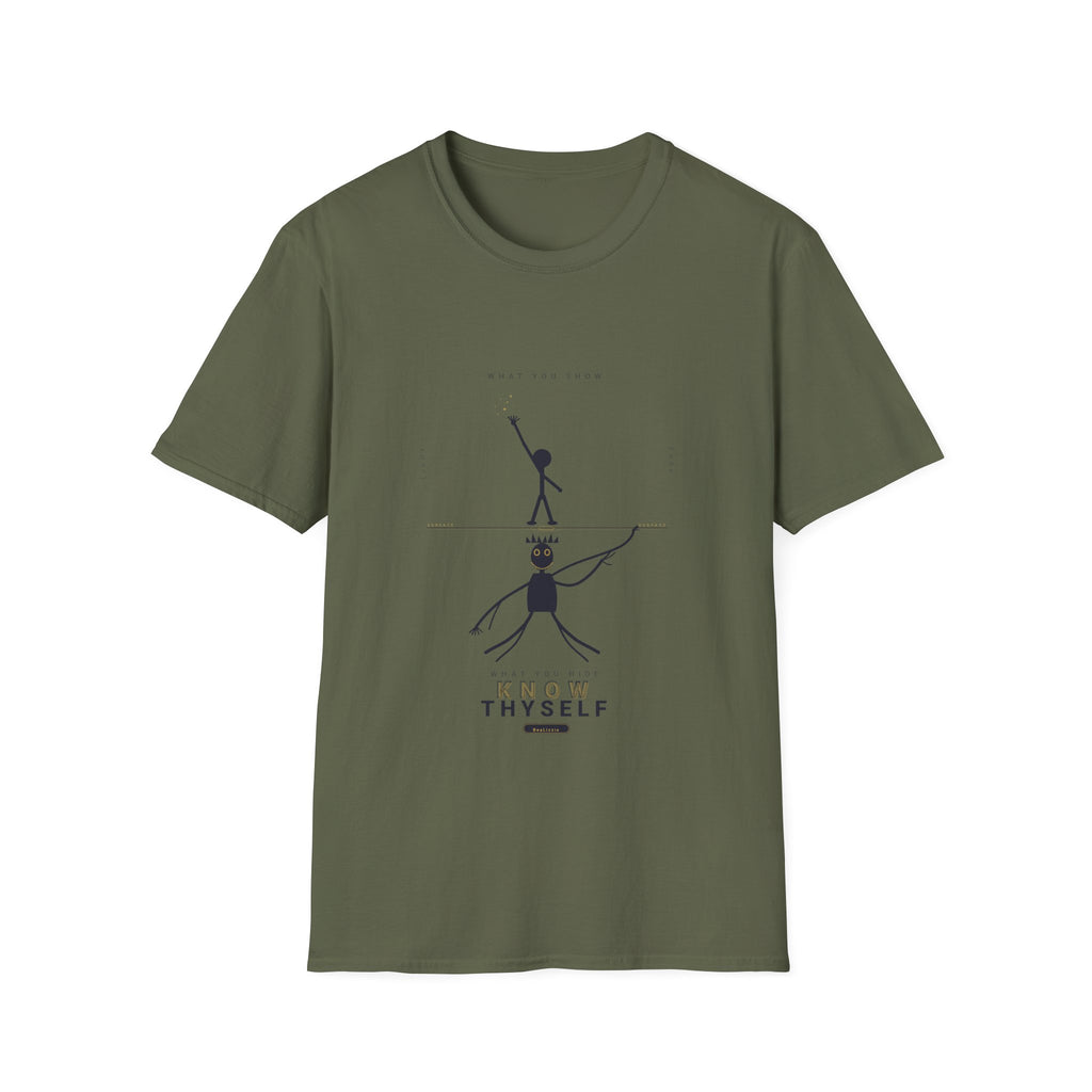 T‑Shirt — Minimalist 'Know Thyself' Stick Figure Motivational Tee