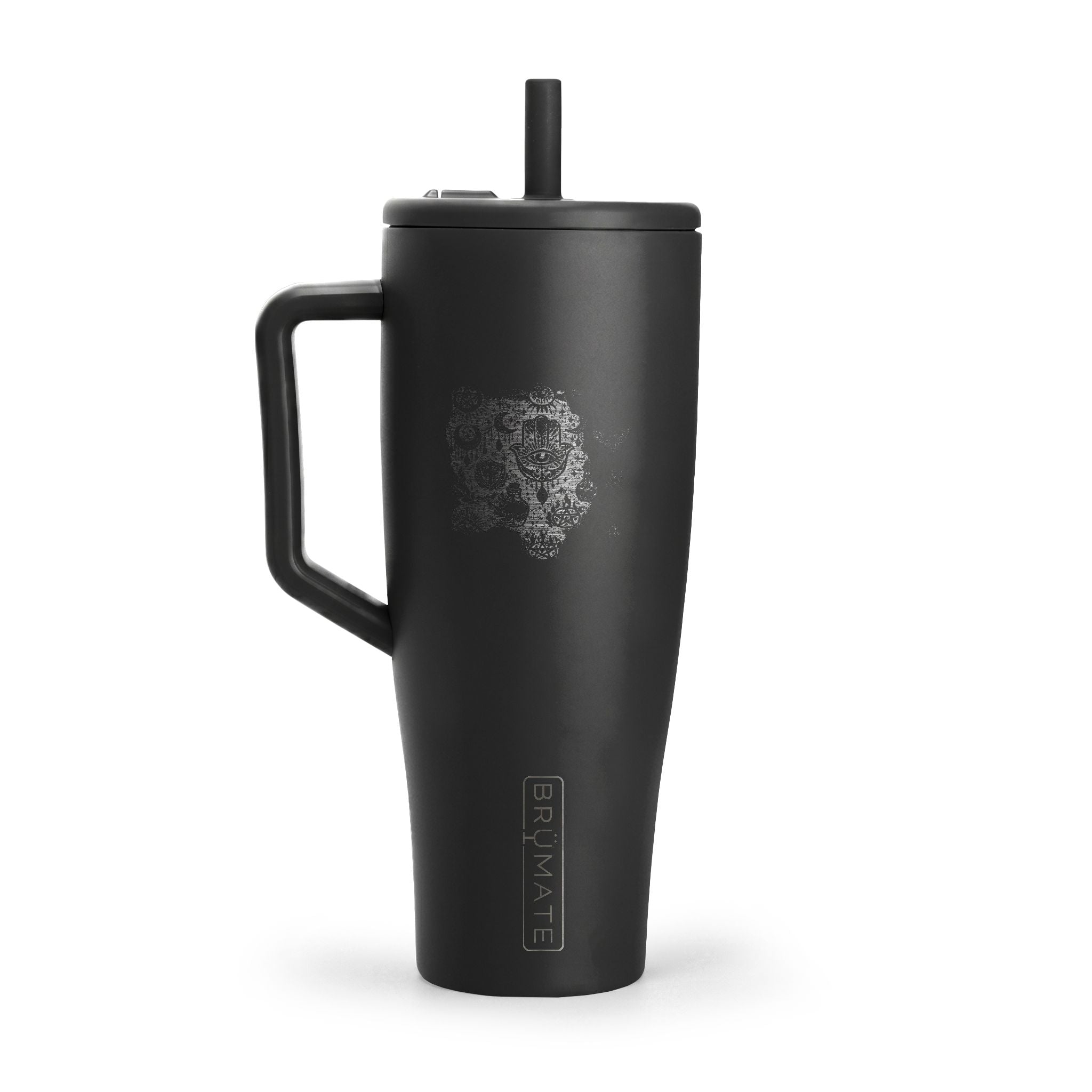 40oz Insulated Tumbler with Handle — Minimal Engraved Floral