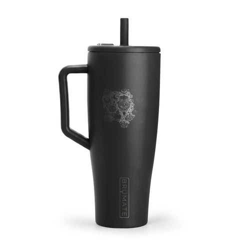 40oz Insulated Tumbler with Handle — Minimal Engraved Floral