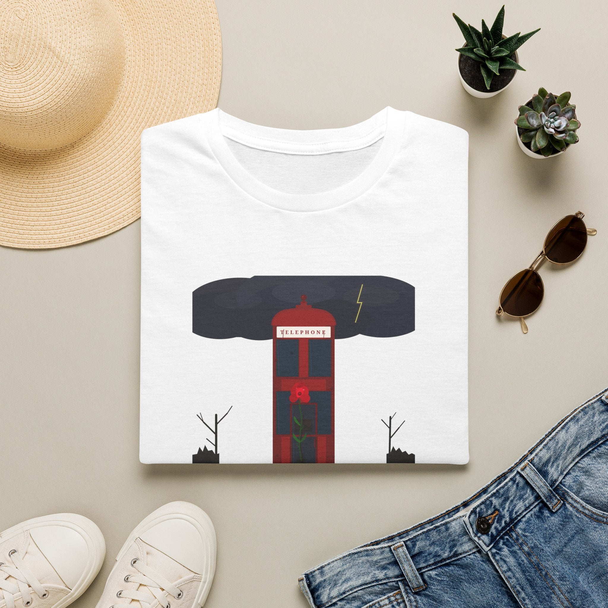 Vintage British Phone Booth T-Shirt — 'Telephone' Graphic Tee
