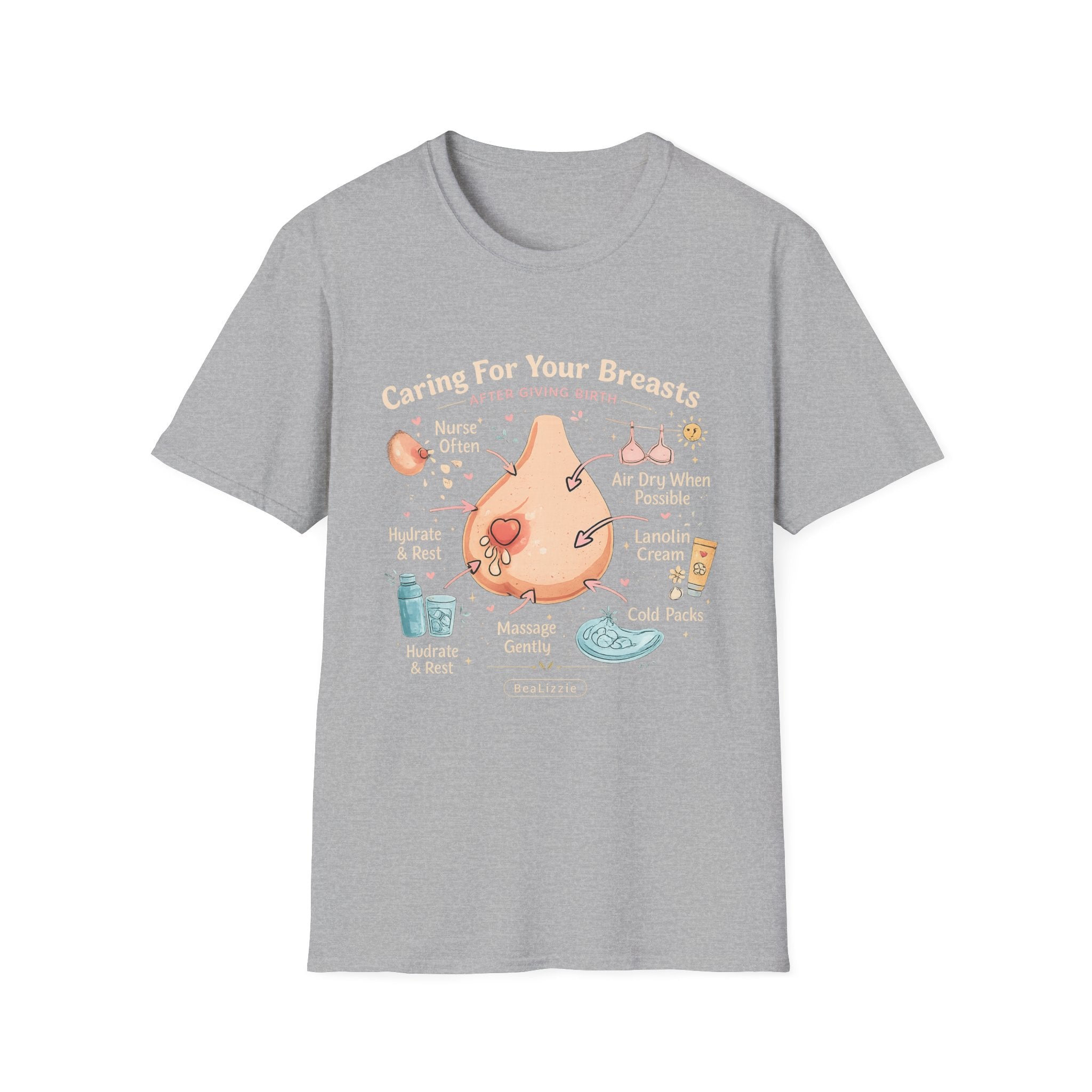 Breastfeeding Care T-Shirt — Caring For Your Breasts Nursing Guide Tee