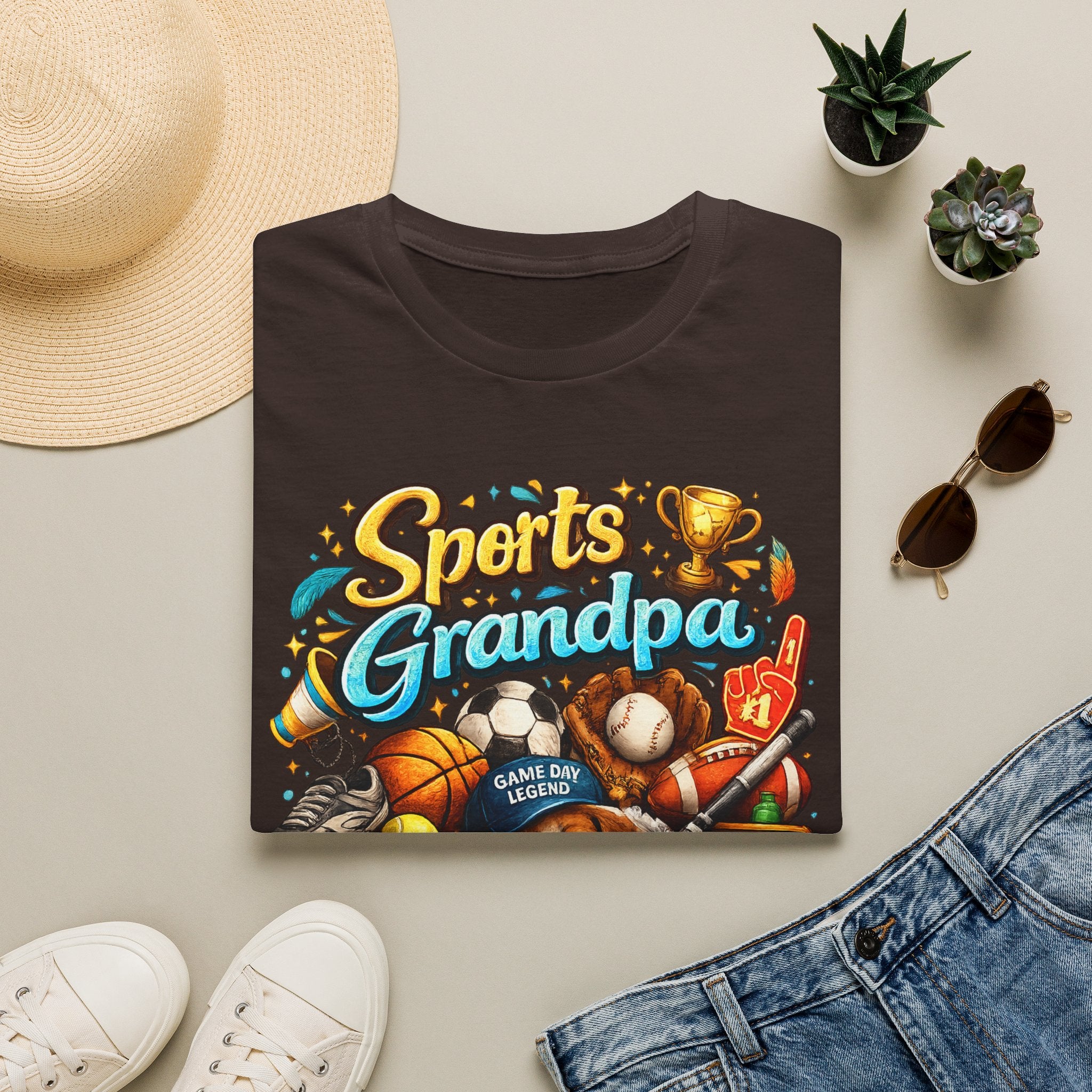 Sports Grandpa T-Shirt — Vintage Trophy & Game Day Legends Tee for Grandfathers