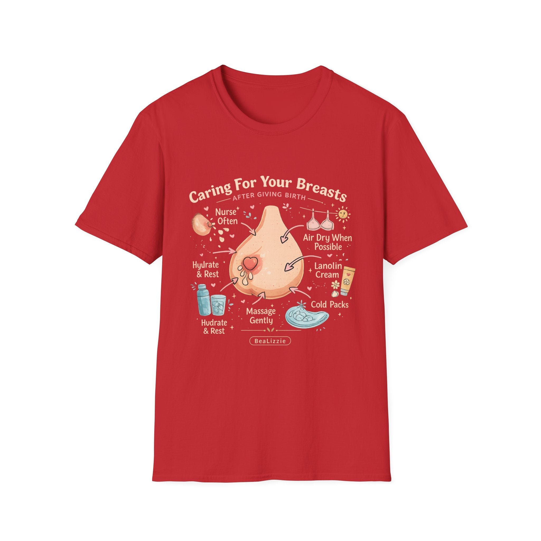 Breastfeeding Care T-Shirt — Caring For Your Breasts Nursing Guide Tee