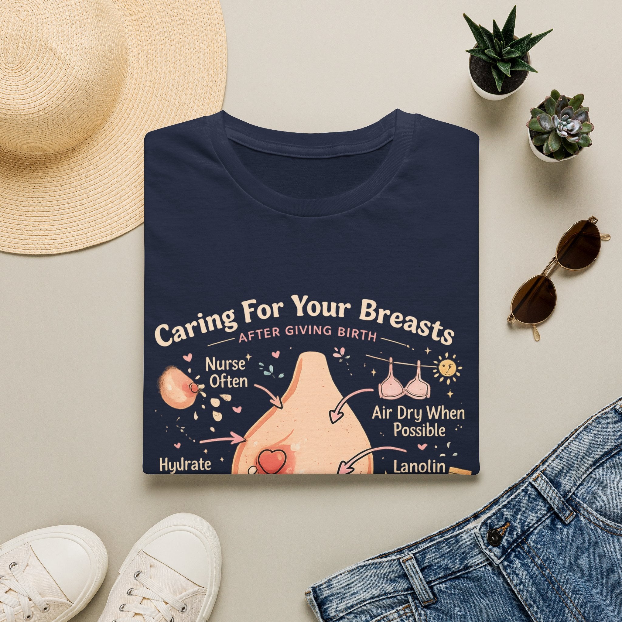 Breastfeeding Care T-Shirt — Caring For Your Breasts Nursing Guide Tee