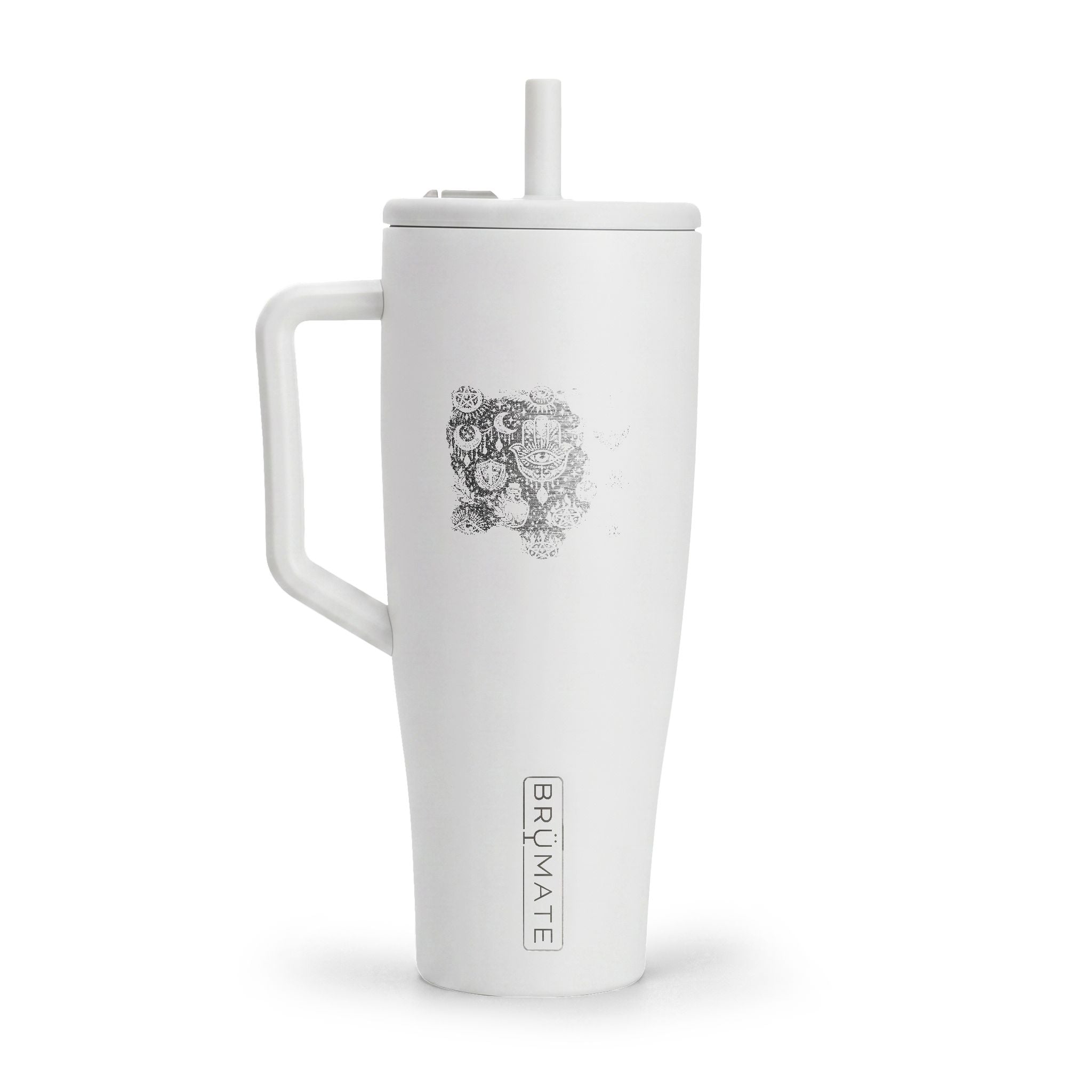 40oz Insulated Tumbler with Handle — Minimal Engraved Floral