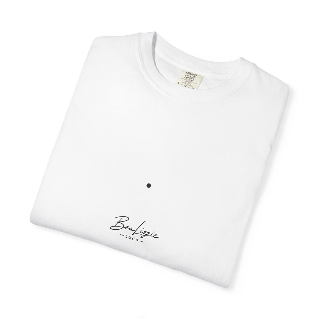 Minimalist "Breathe" Script T-Shirt — Small Center Dot Design