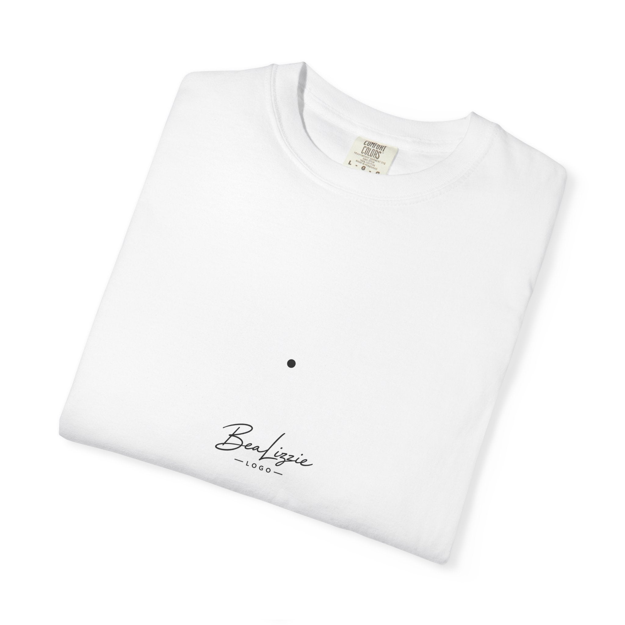 Minimalist "Breathe" Script T-Shirt — Small Center Dot Design