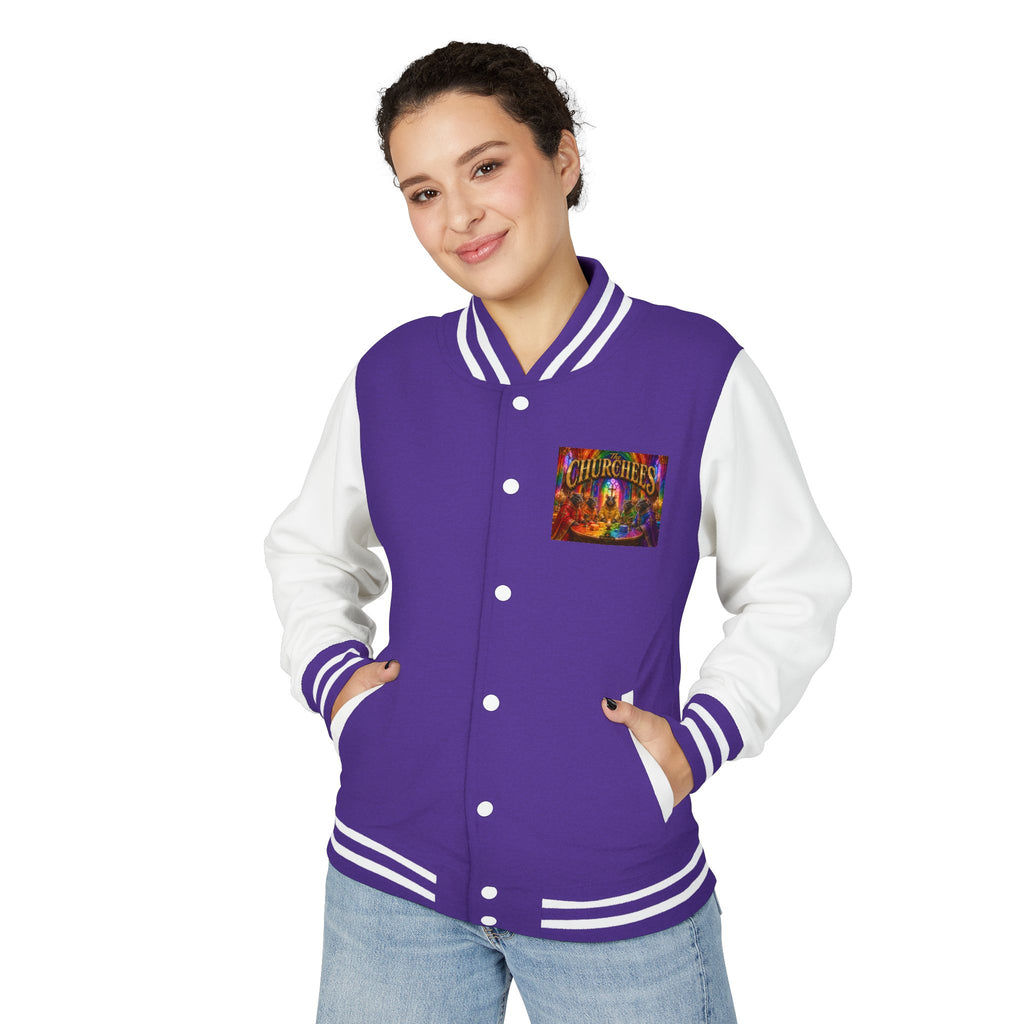 Letterman Jacket — Colorful 'The Churchlees' Retro Band Graphic