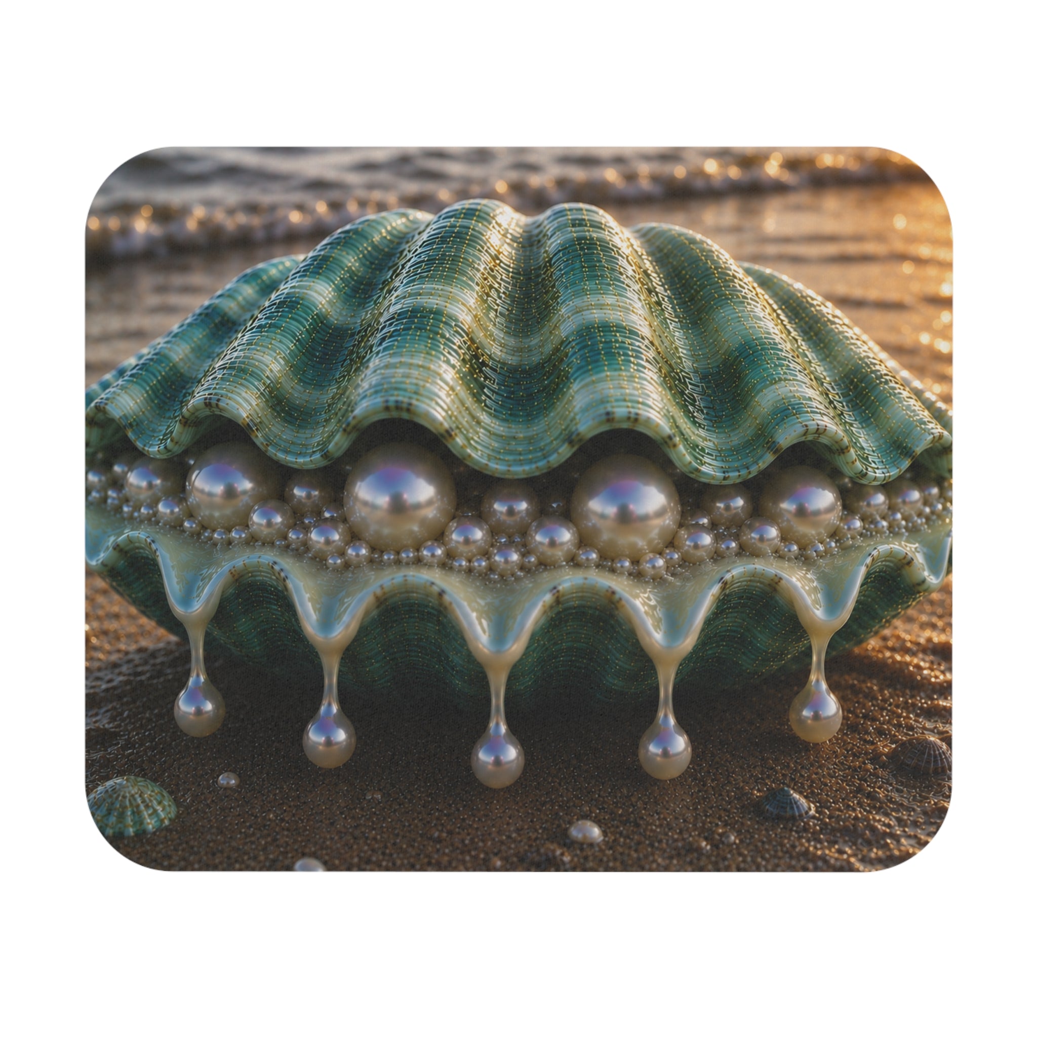 Ocean Pearl Shell Mouse Pad — Nautical Seaside Desk Accessory