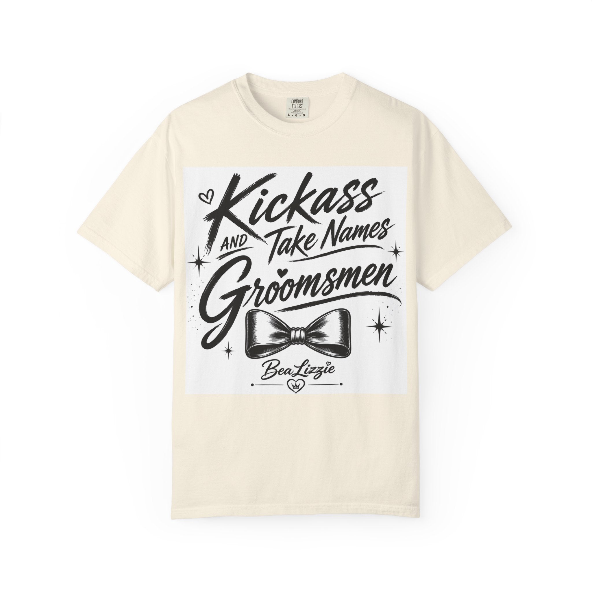 Groomsmen T‑Shirt — "Kickass and Take Names" Bow Tie Wedding Tee
