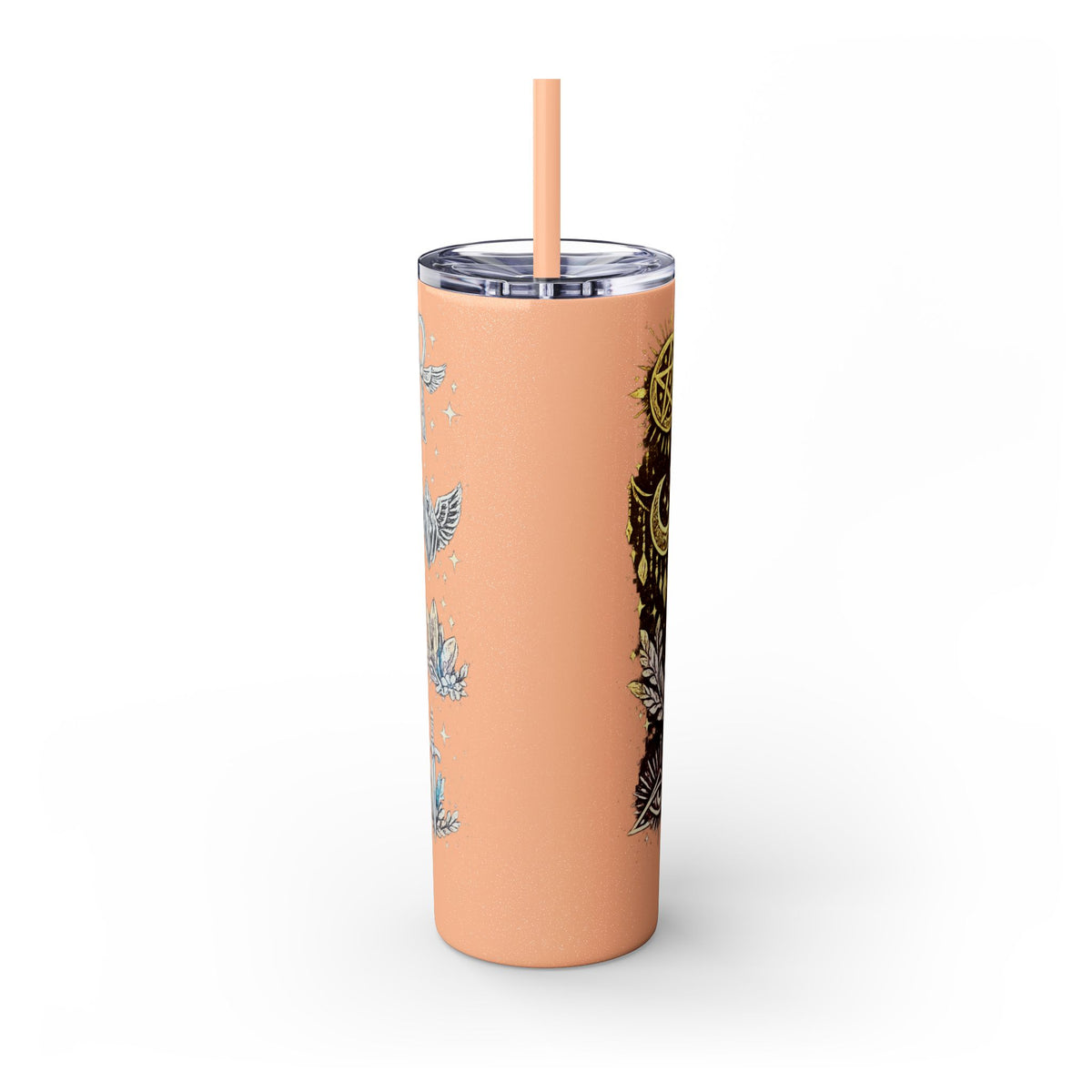 20oz Skinny Tumbler — Gold Mystic Hamsa & Celestial Eye Tumbler with Straw