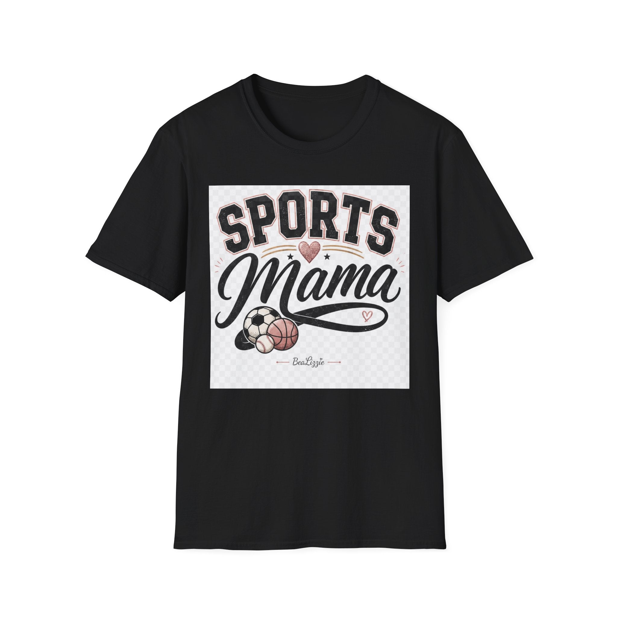 Sports Mama T‑Shirt — Cute Athletic Mom Tee with Heart & Ball Design