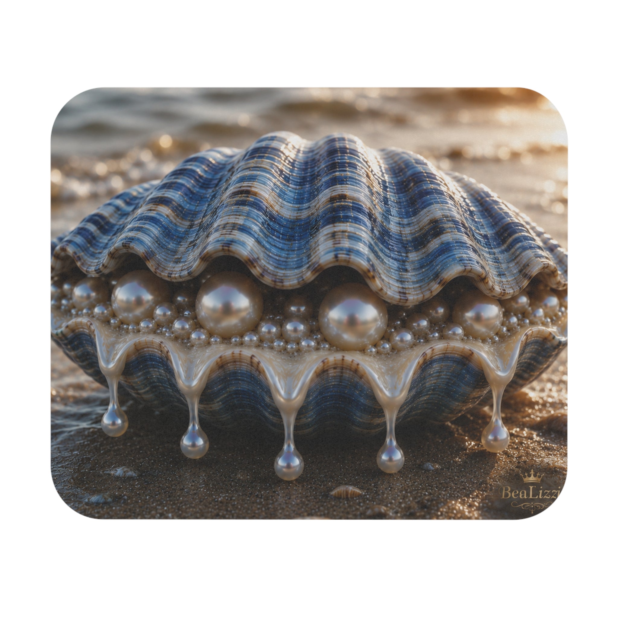 Seashell Pearl Beach Mouse Pad — Coastal Desk Accessory