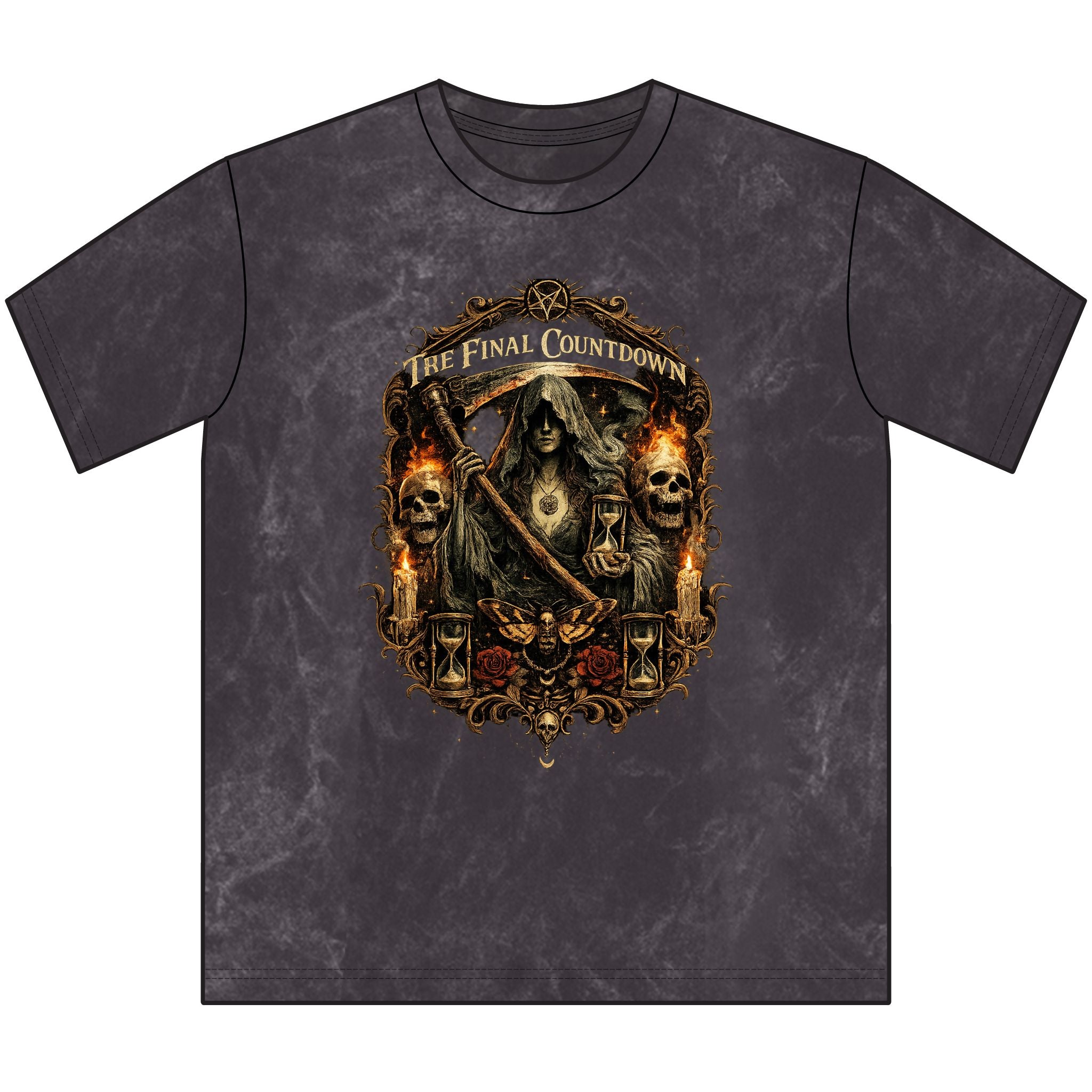 Vintage Crewneck Tee — 'The Final Countdown' Grim Reaper Graphic Shirt