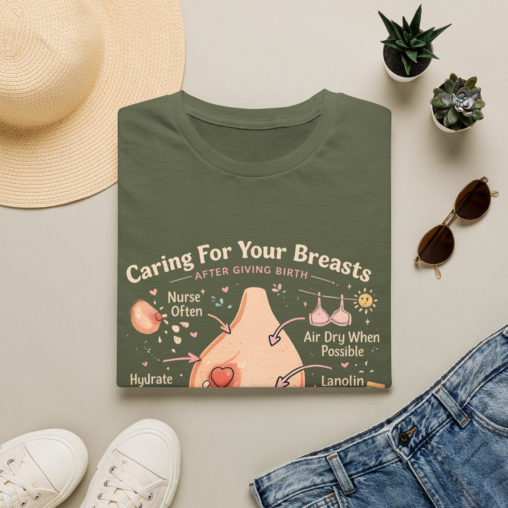 Breastfeeding Care T-Shirt — Caring For Your Breasts Nursing Guide Tee