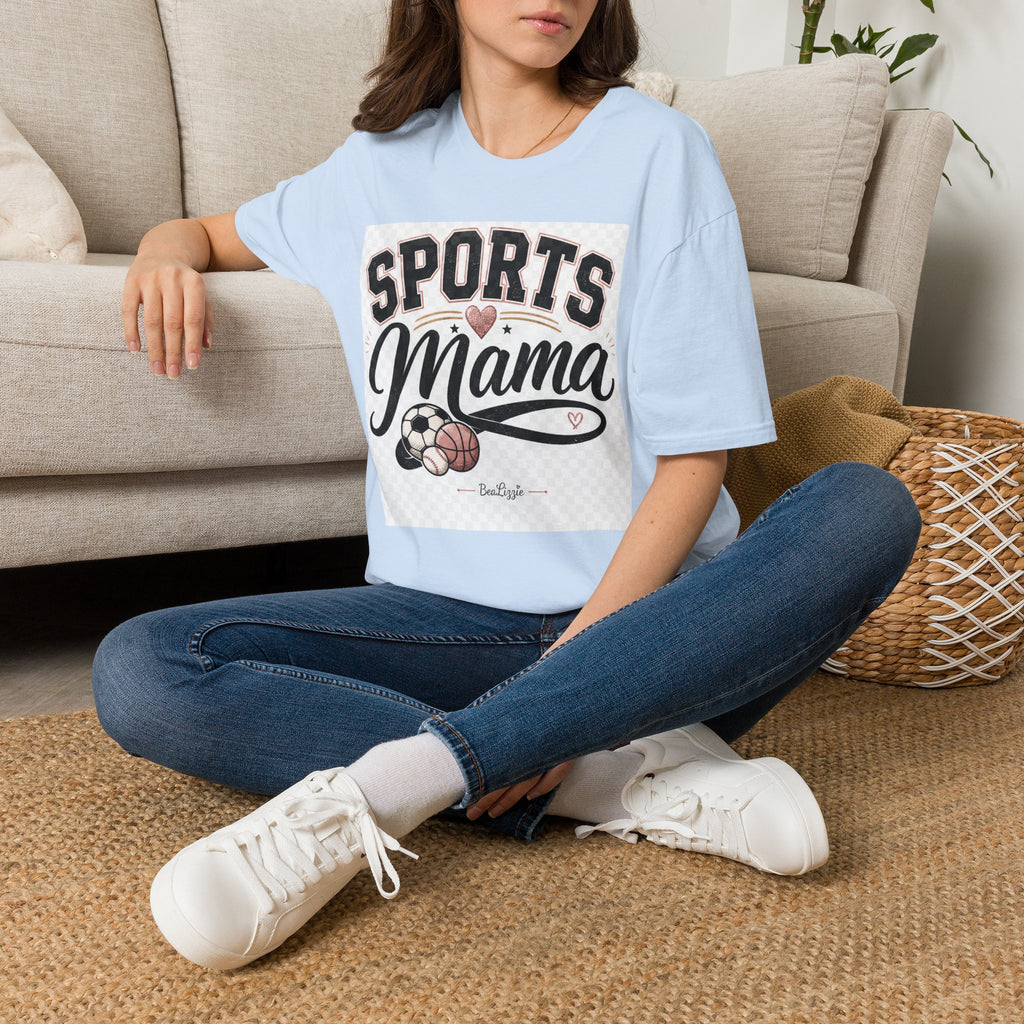 Sports Mama T‑Shirt — Cute Athletic Mom Tee with Heart & Ball Design