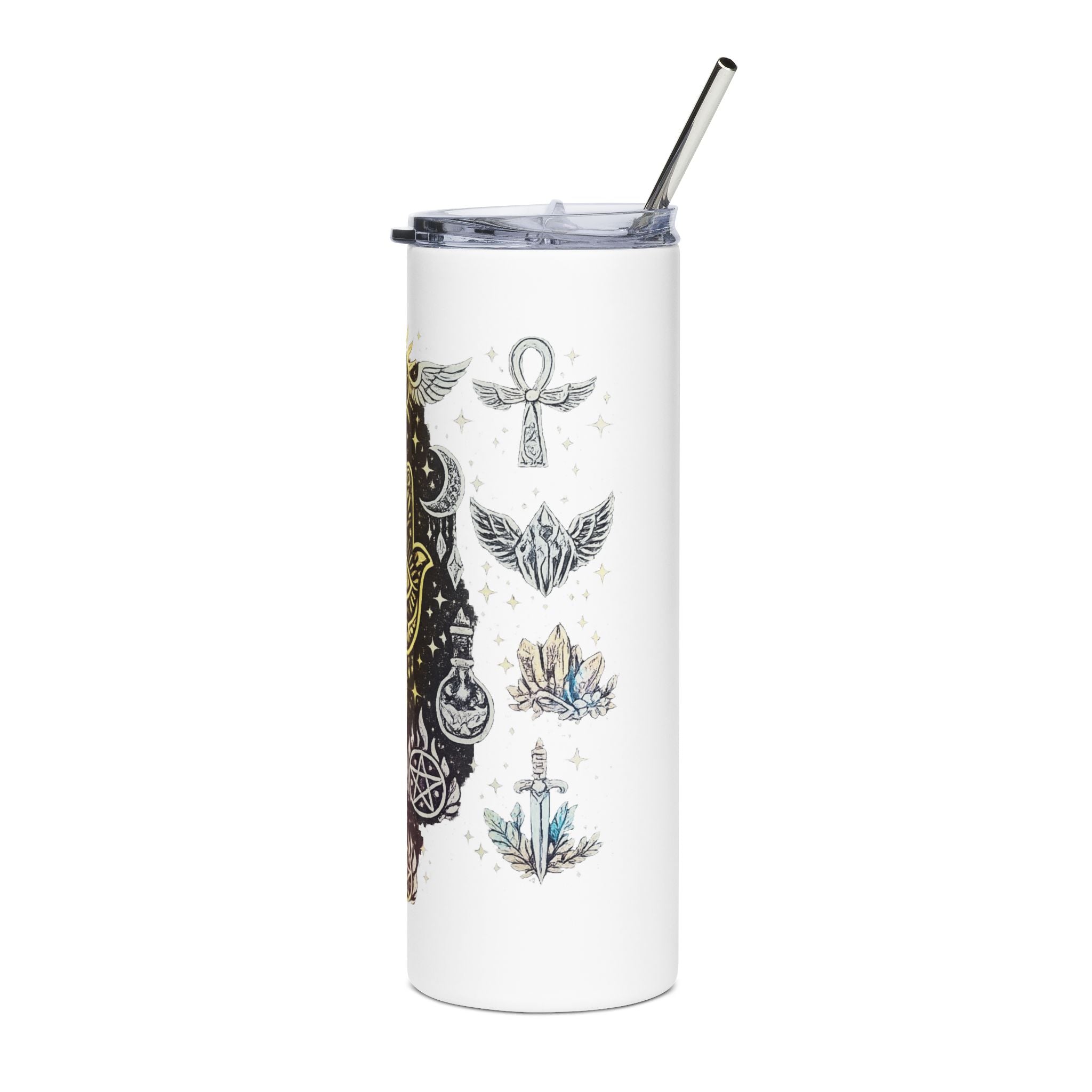 Mystic Hamsa Stainless Steel Tumbler — 20oz Spiritual Eye & Moon Travel Mug