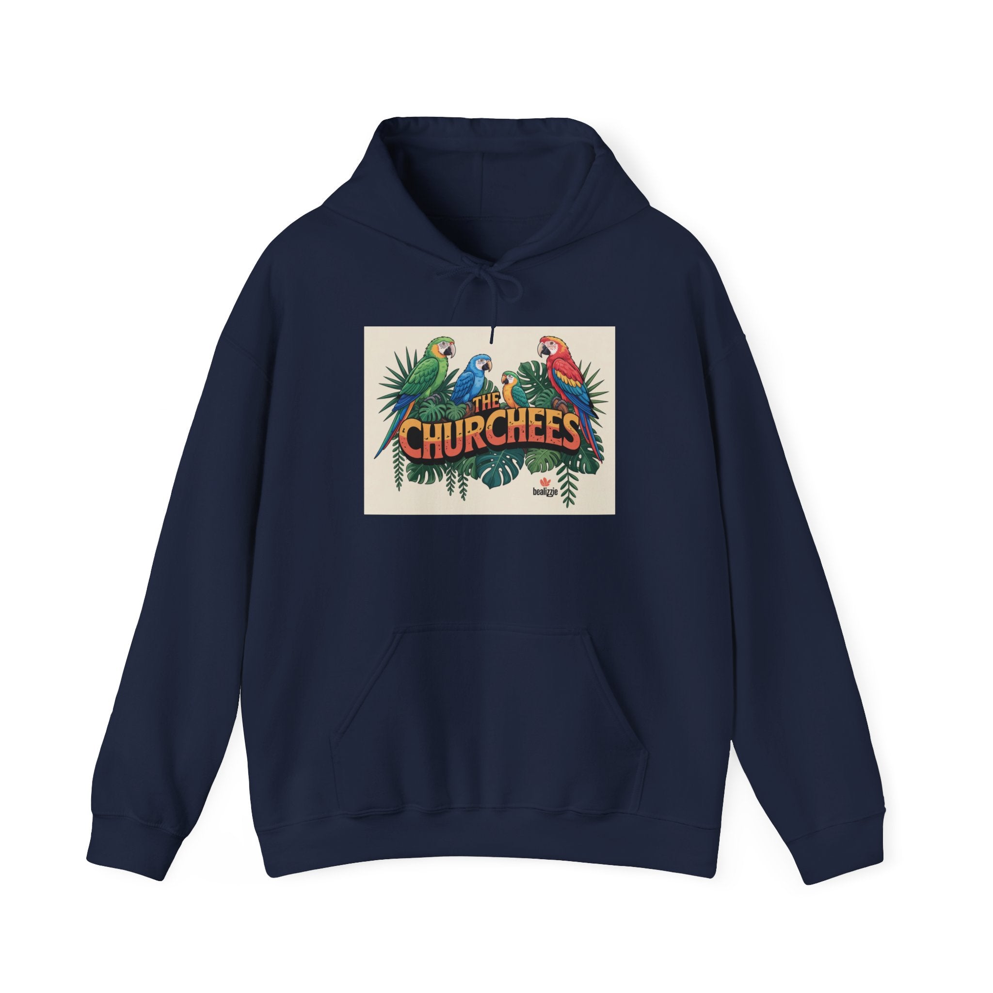 Sweat à capuche « CHURCHEES » Perroquet Tropical – Pull graphique d'oiseau insulaire vintage