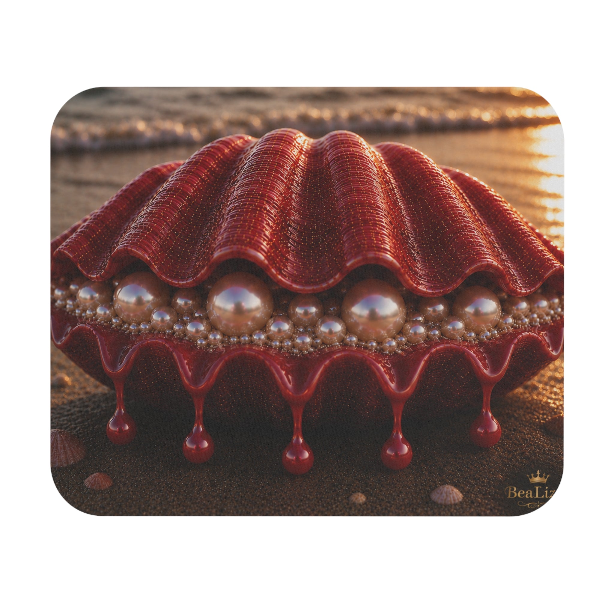 Mouse Pad — Red Seashell Beach Desk Mat