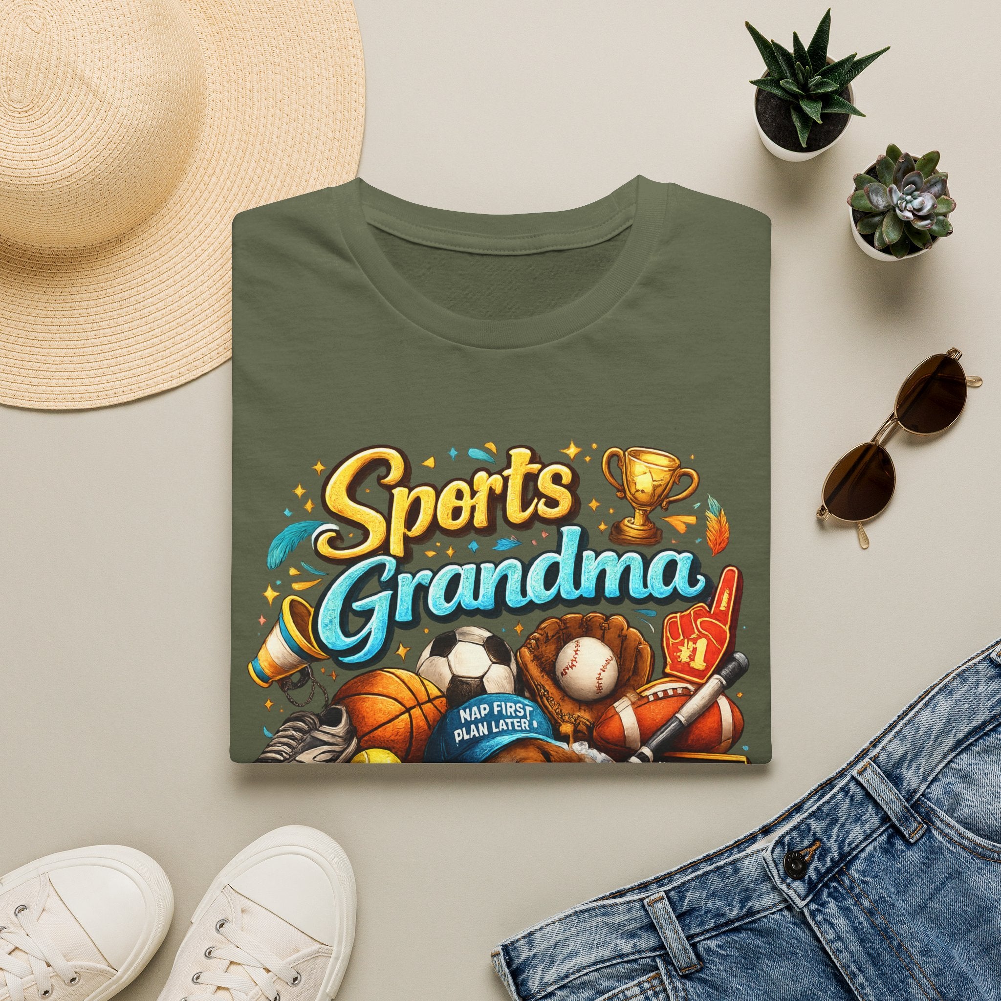 Sports Grandma T-Shirt — Retro Trophy & Multi-Sport Graphic Tee for Active Grandmas