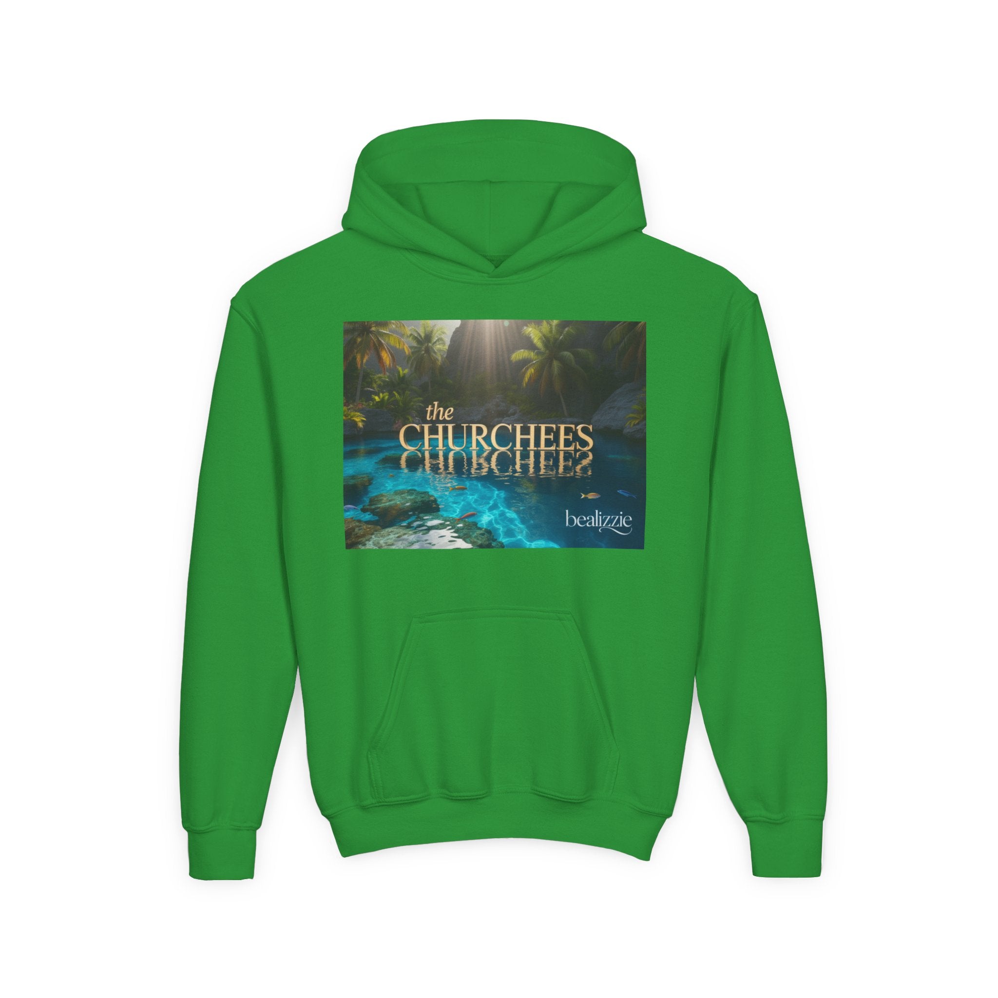 Youth Hoodie – "the CHURCHEES" Tropical Pool Graphic Sweatshirt