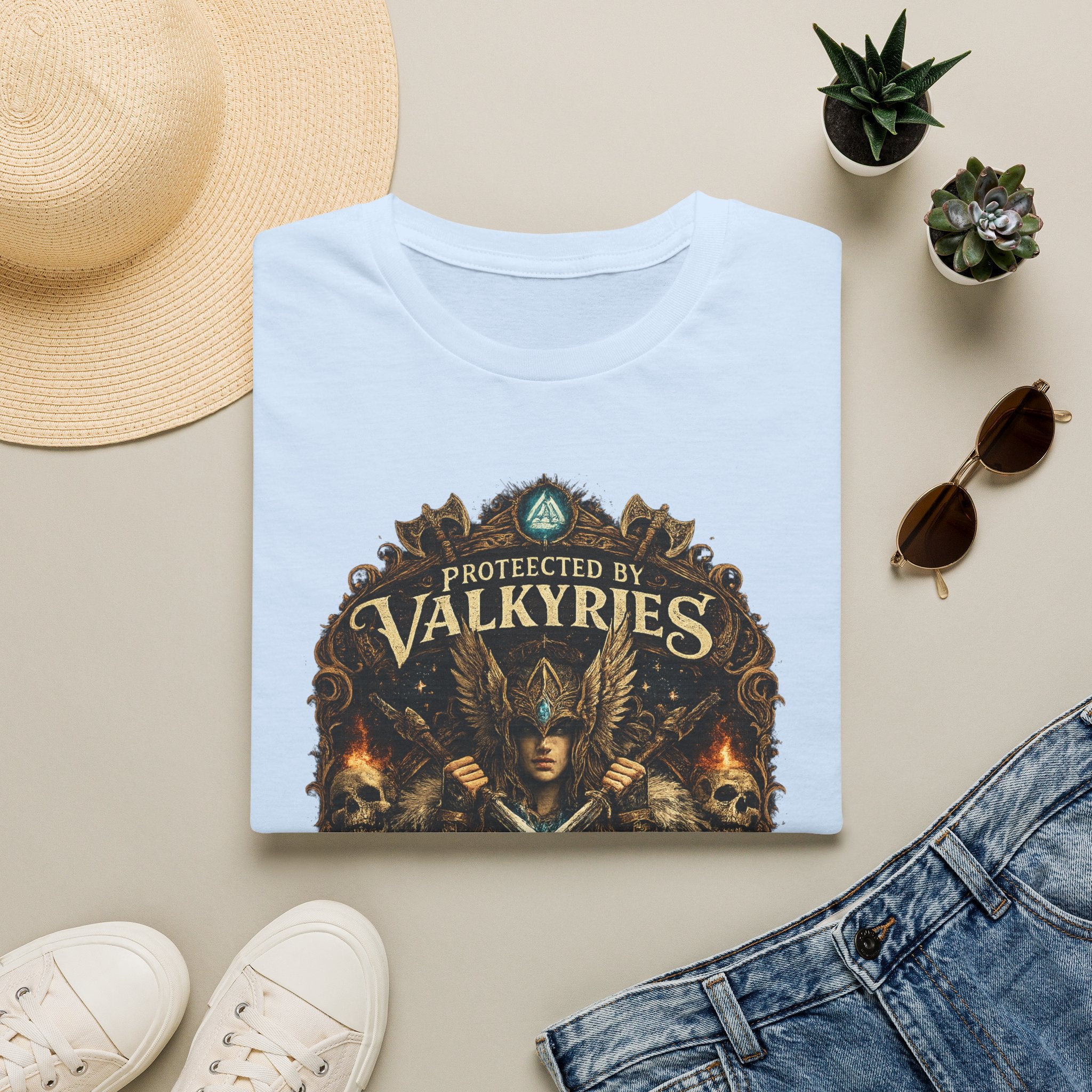 Valkyries T‑Shirt — "Protected by Valkyries" Norse Warrior Tee