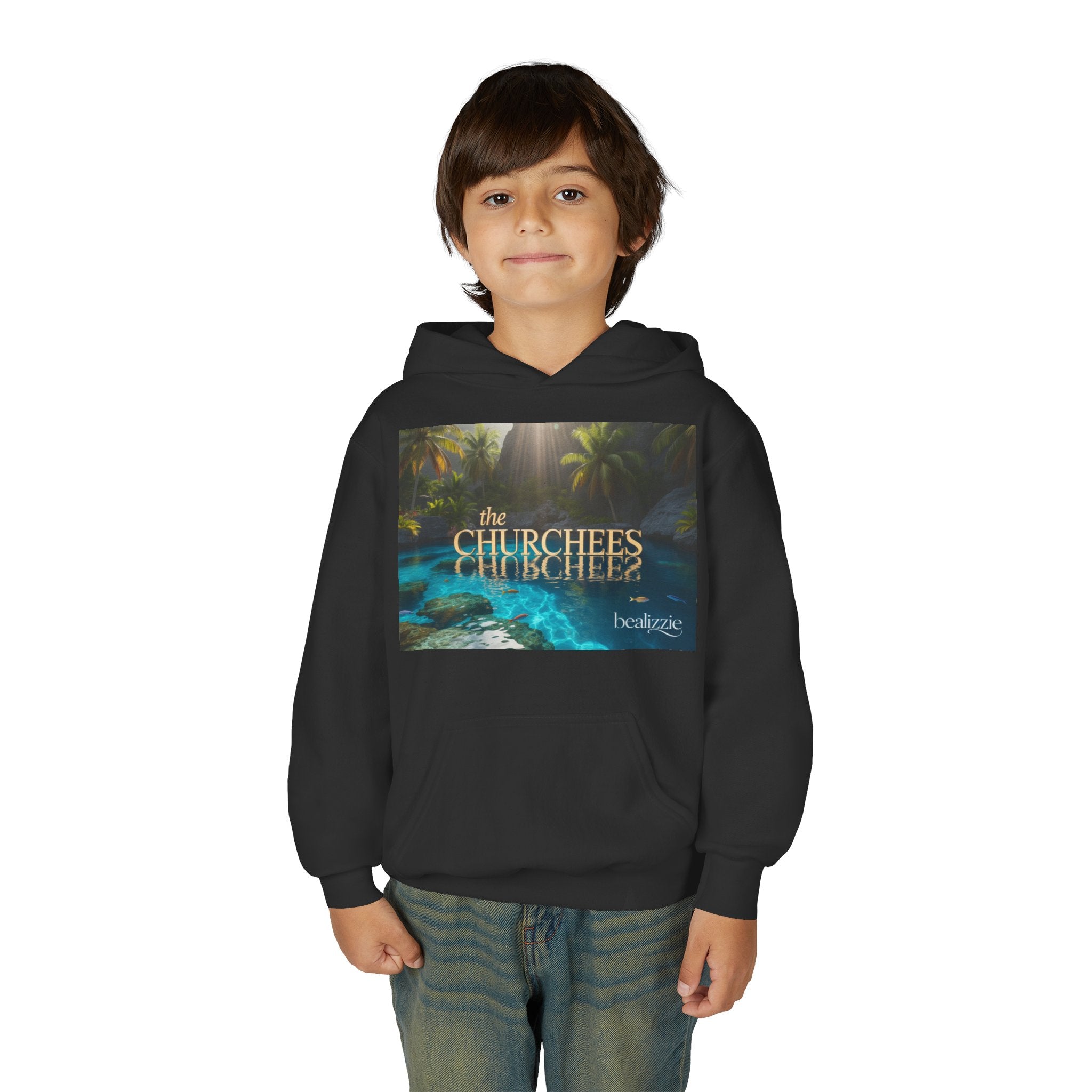 Sweat à capuche enfant – Sweat-shirt à motif piscine tropicale « The CHURCHEES »