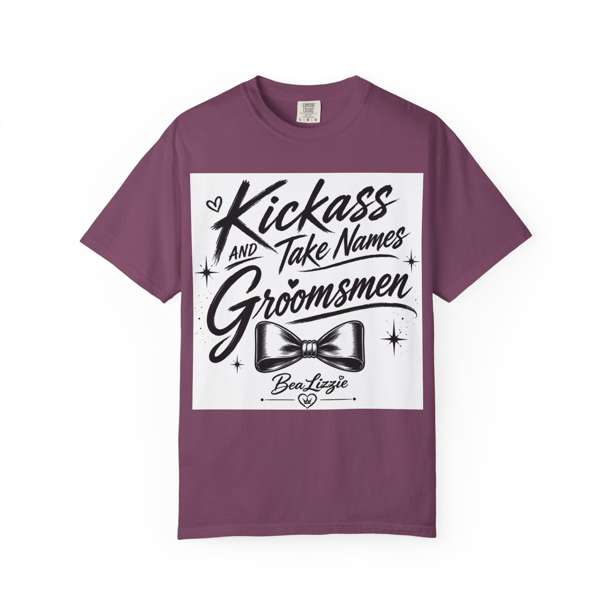 Groomsmen T‑Shirt — "Kickass and Take Names" Bow Tie Wedding Tee