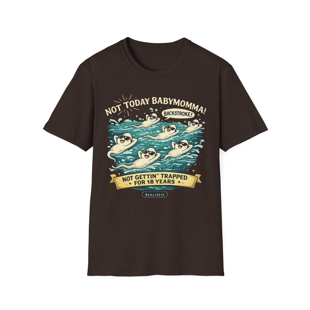 Backstroke Sloths T-Shirt — Cute Retro Swimming Sloth Design ("Backstroke! Not Today Harassment")
