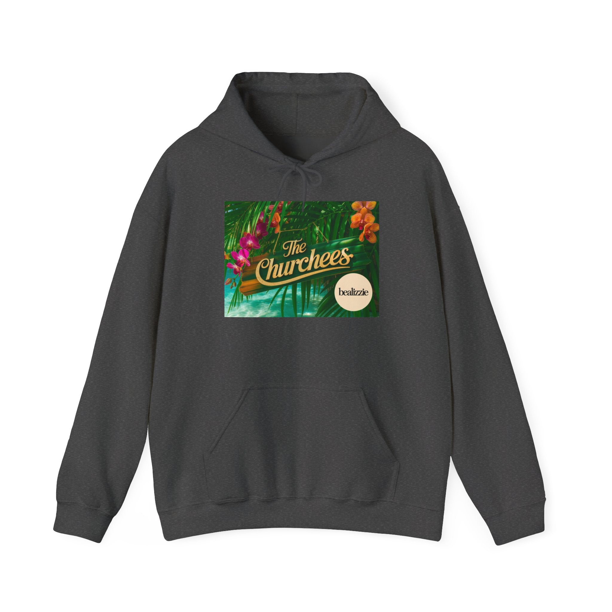 The Churchees Tropical Logo Hoodie — Retro Band-Inspired Graphic Sweatshirt