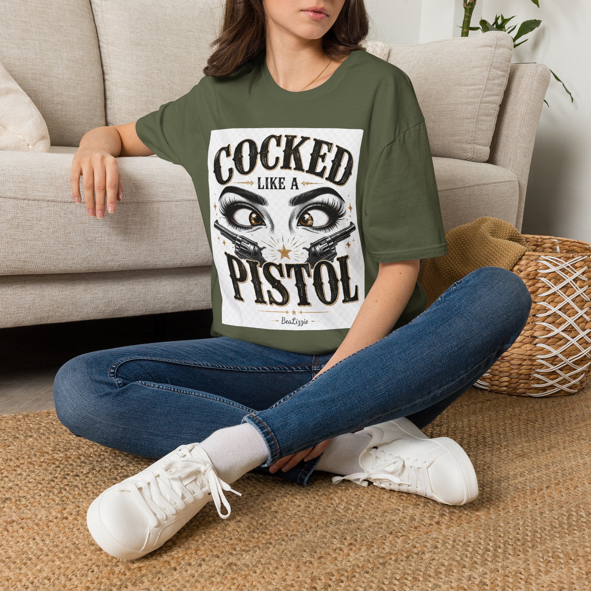 Cocked Like a Pistol T-Shirt — Retro Western Eyelash Graphic Tee