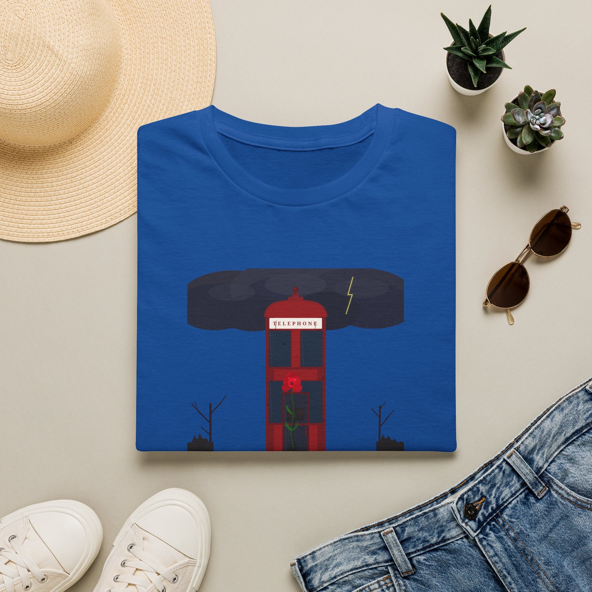 Vintage British Phone Booth T-Shirt — 'Telephone' Graphic Tee