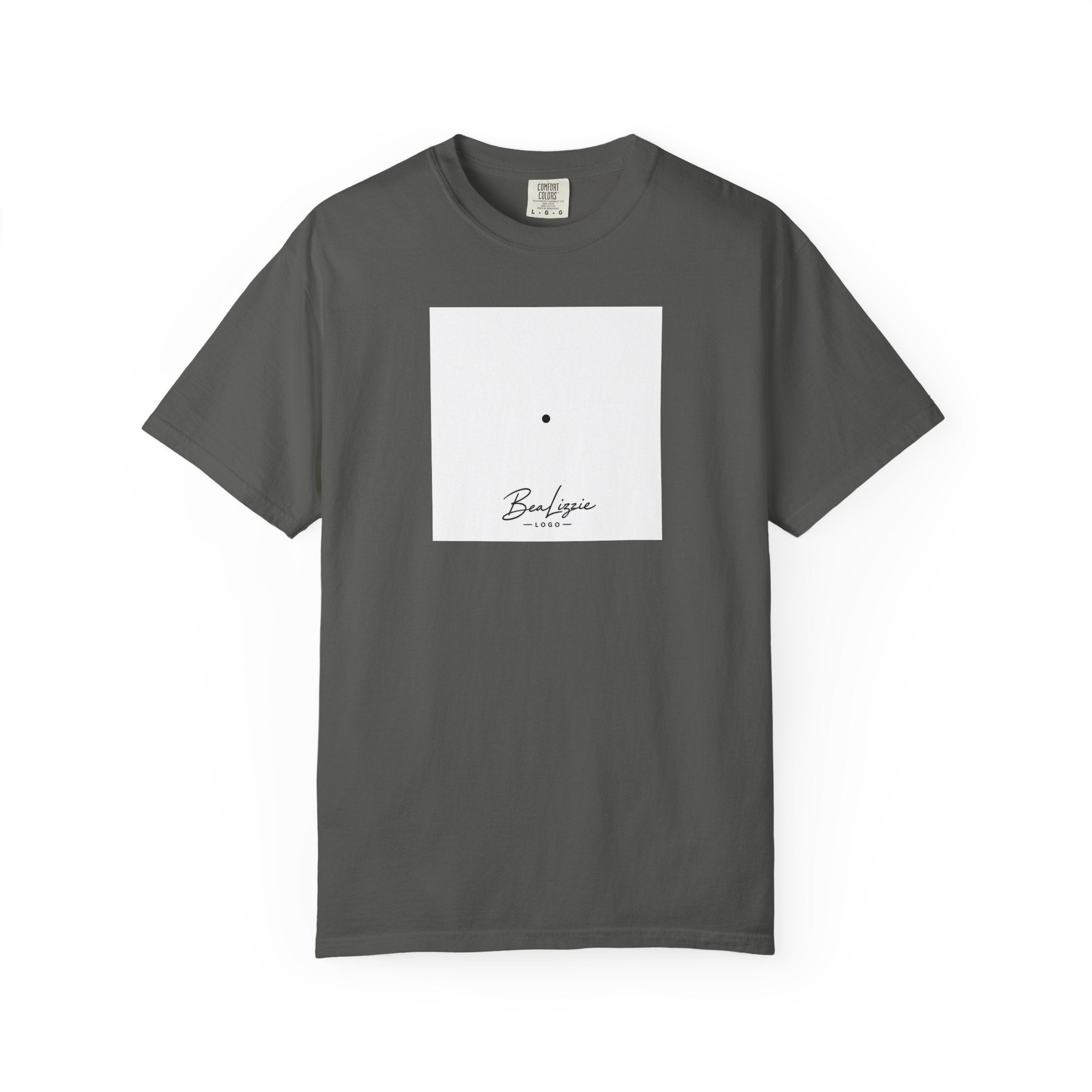 Minimalist "Breathe" Script T-Shirt — Small Center Dot Design