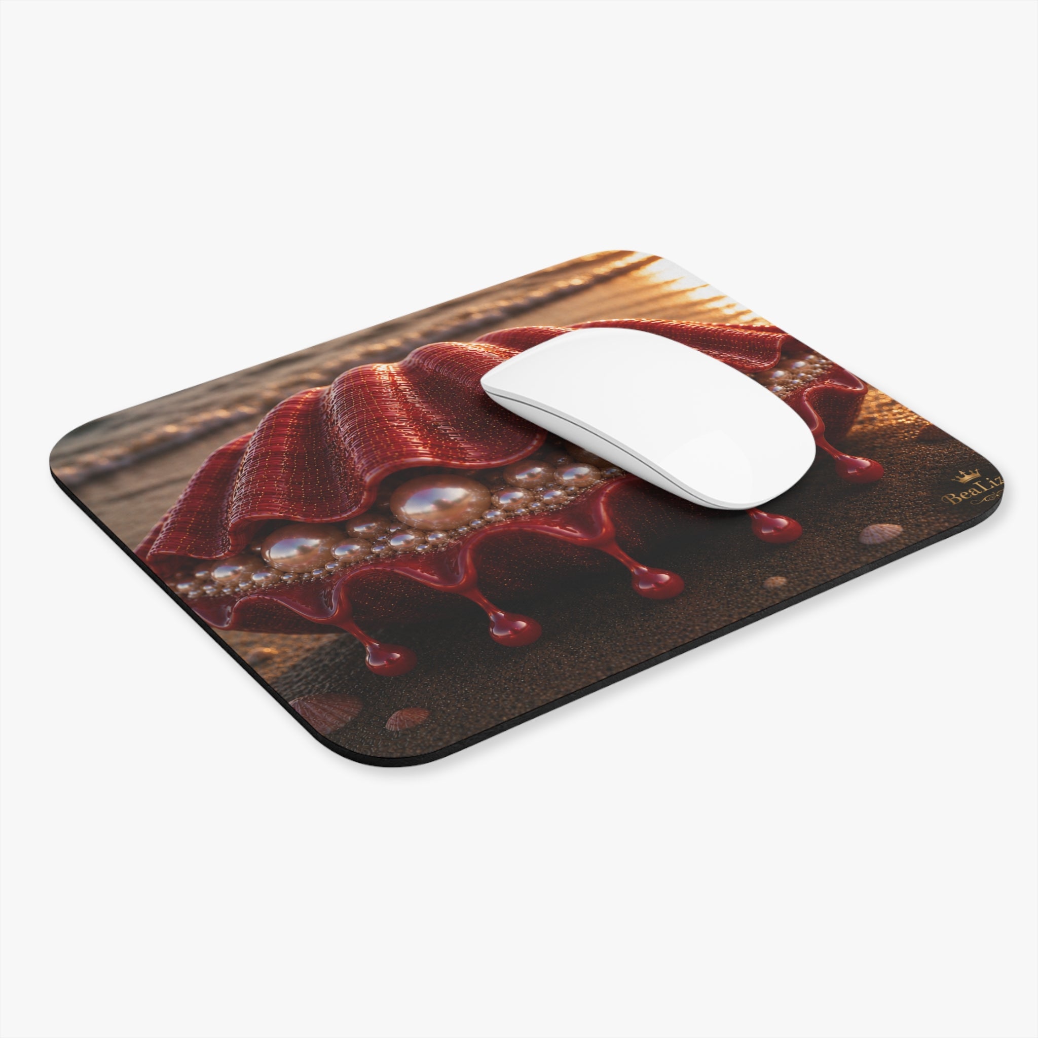 Mouse Pad — Red Seashell Beach Desk Mat