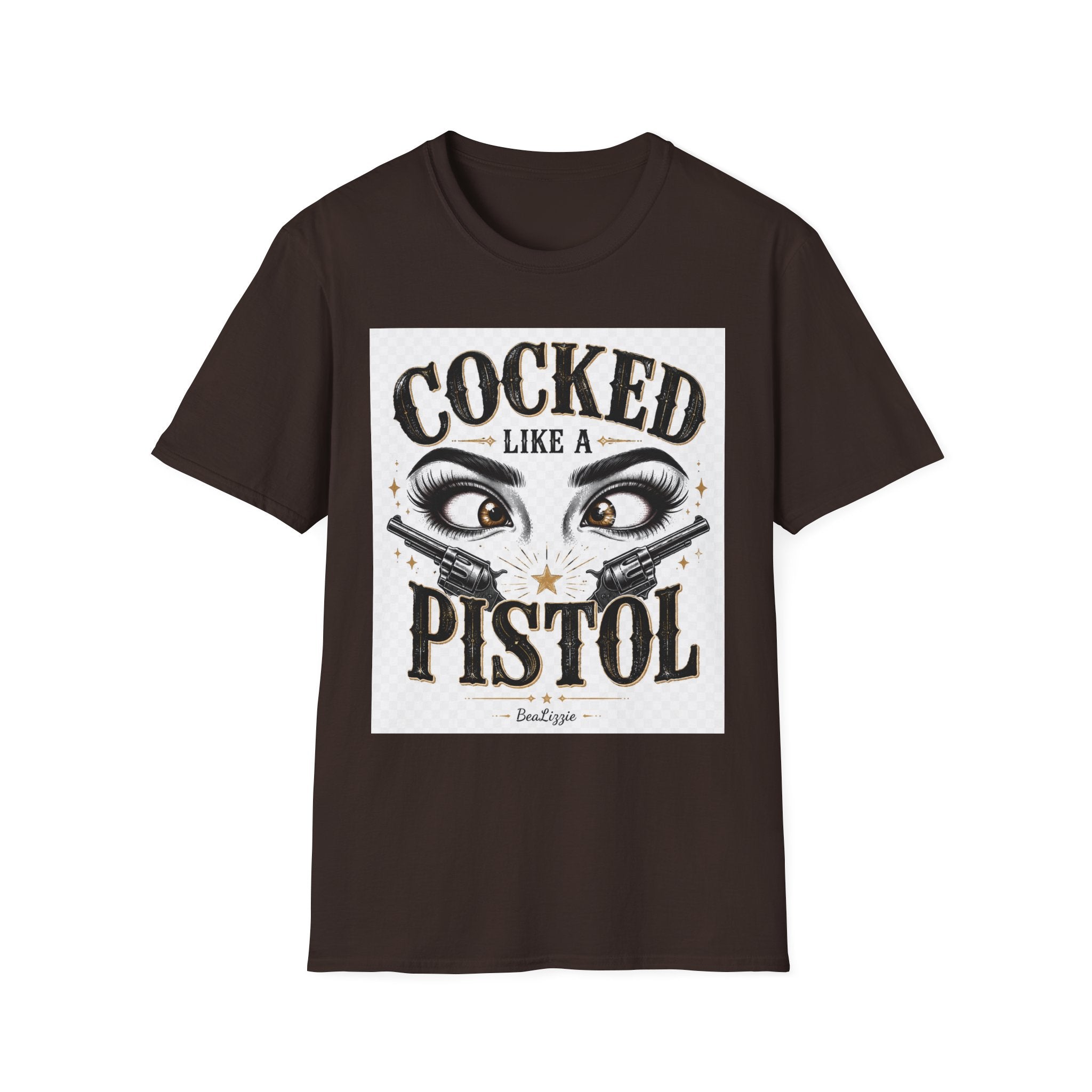 Cocked Like a Pistol T-Shirt — Retro Western Eyelash Graphic Tee