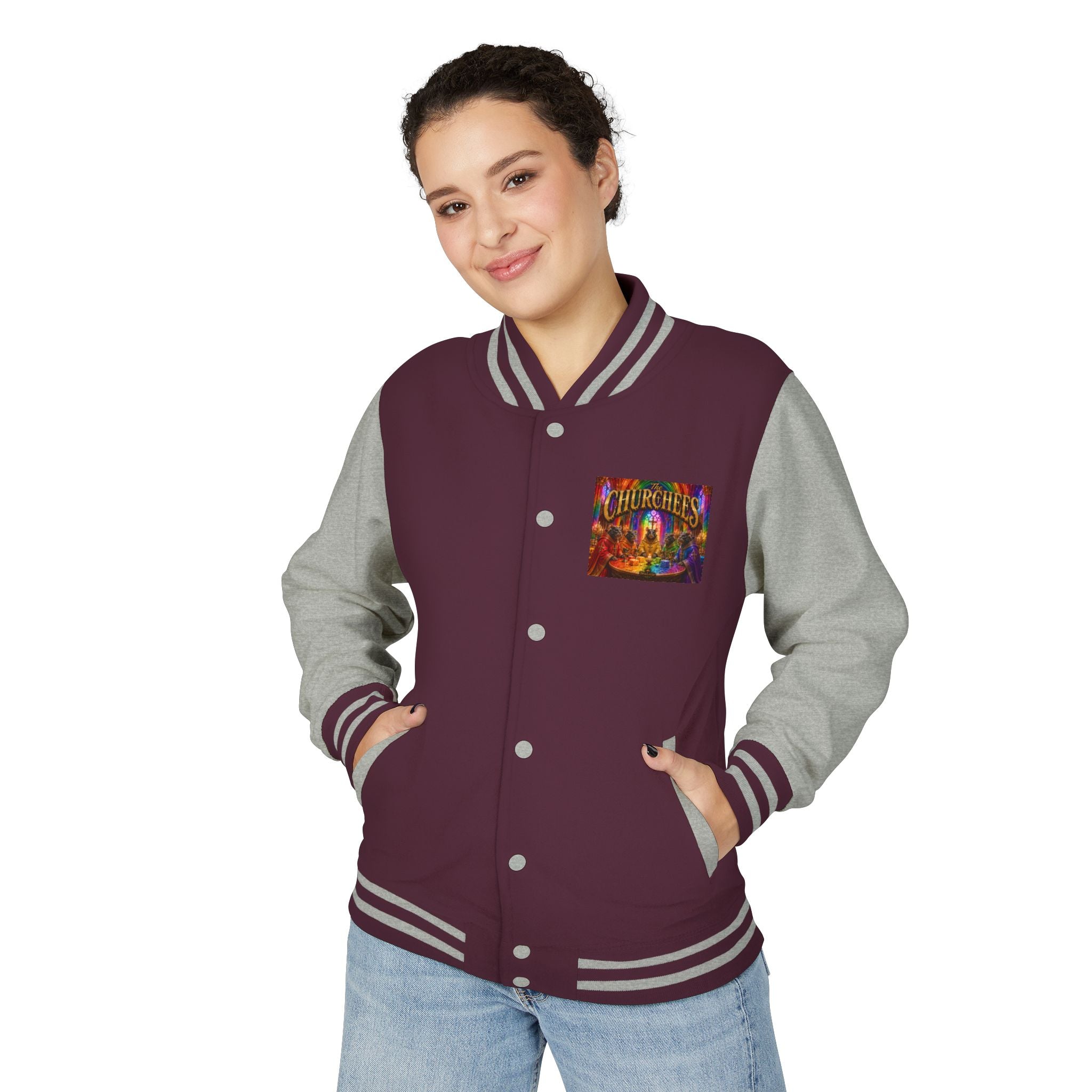 Letterman Jacket — Colorful 'The Churchlees' Retro Band Graphic