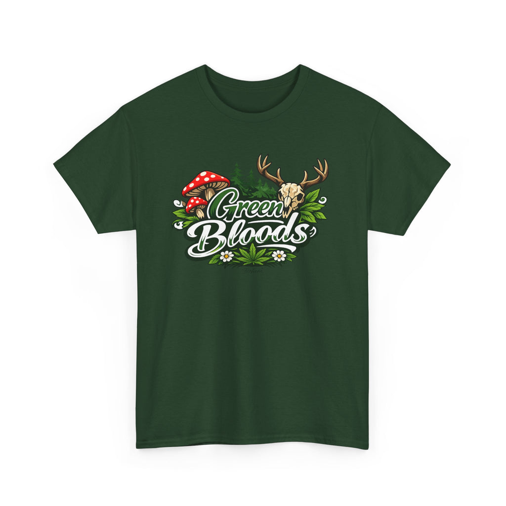 Green Bloods Nature T-Shirt – Deer, Mushrooms & Forest Graphic Tee