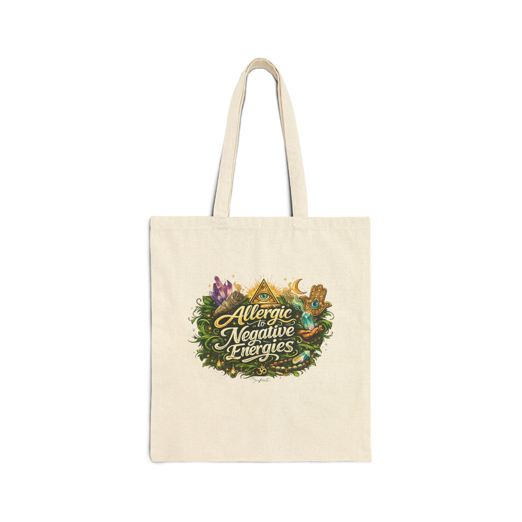 Canvas Tote Bag — "Allergic to Negative Energies" Spiritual Nature Shopper