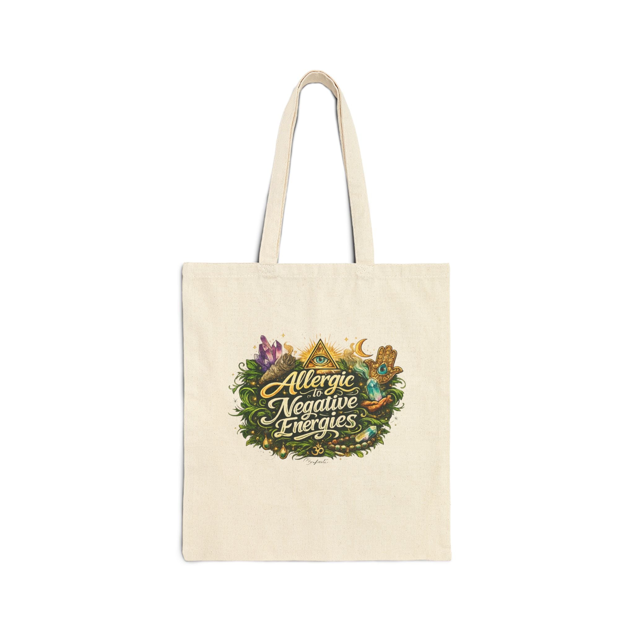 Canvas Tote Bag — "Allergic to Negative Energies" Spiritual Nature Shopper