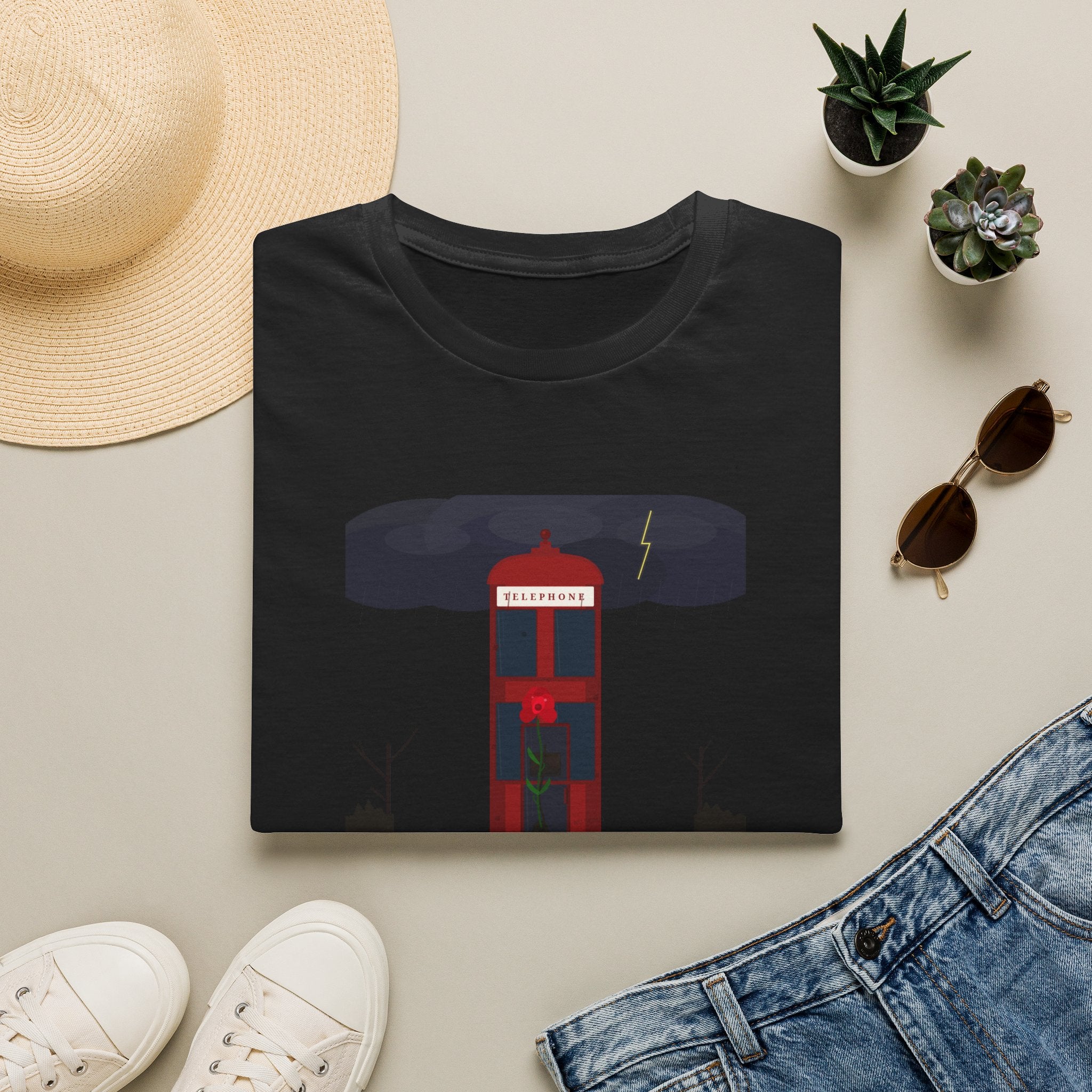 Vintage British Phone Booth T-Shirt — 'Telephone' Graphic Tee