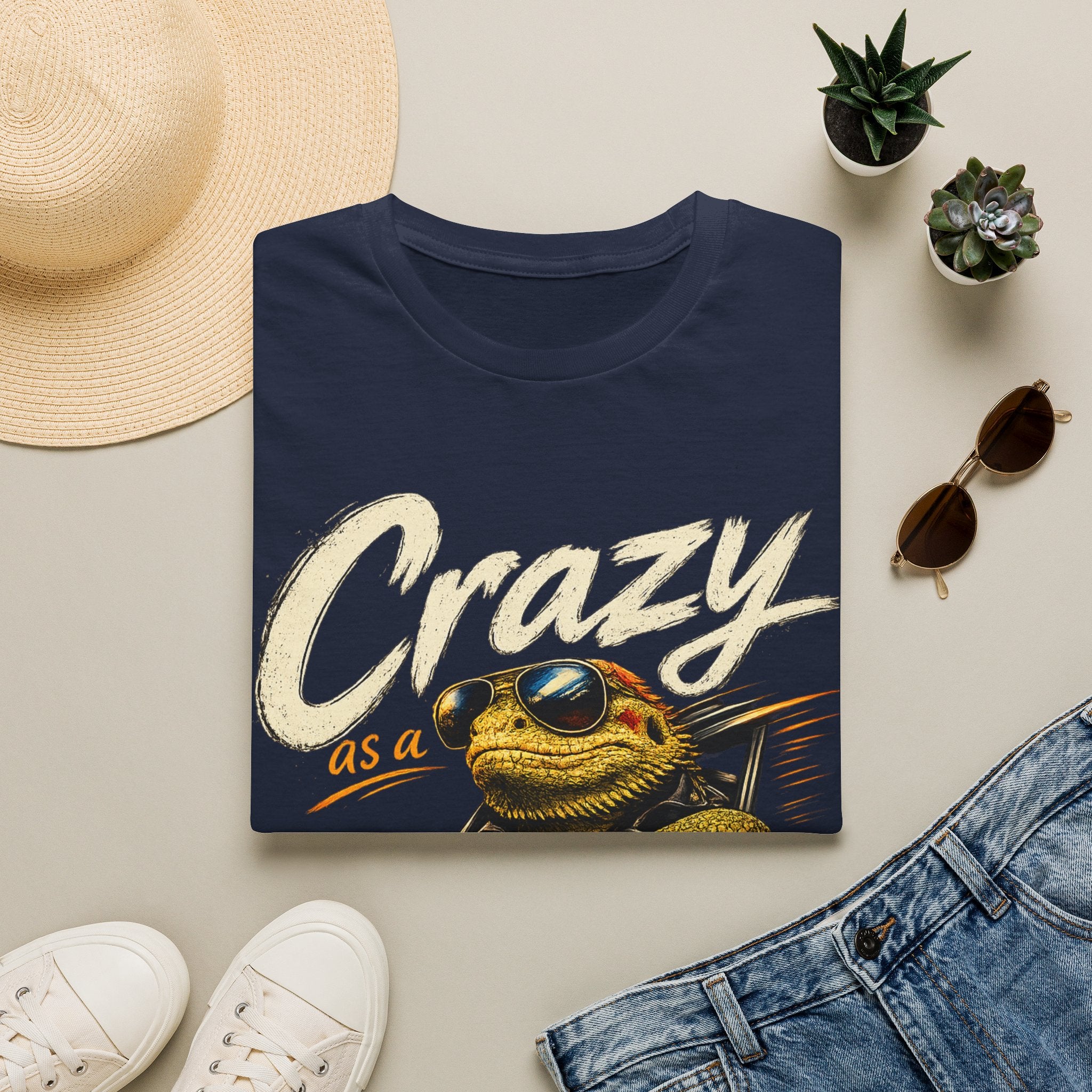 Crazy Road Lizard T-Shirt — Retro Graphic Tee with Sunglasses Lizard