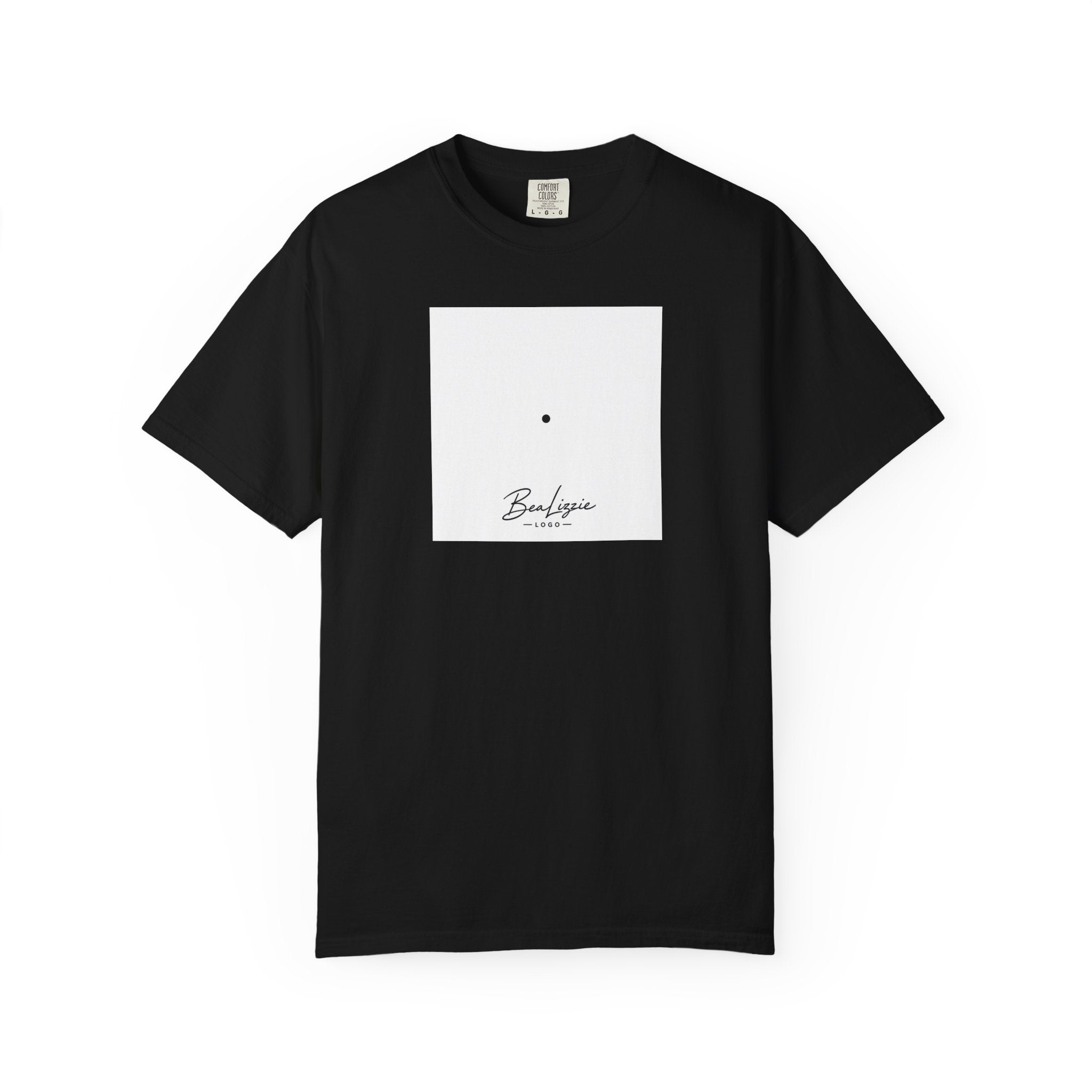 Minimalist "Breathe" Script T-Shirt — Small Center Dot Design