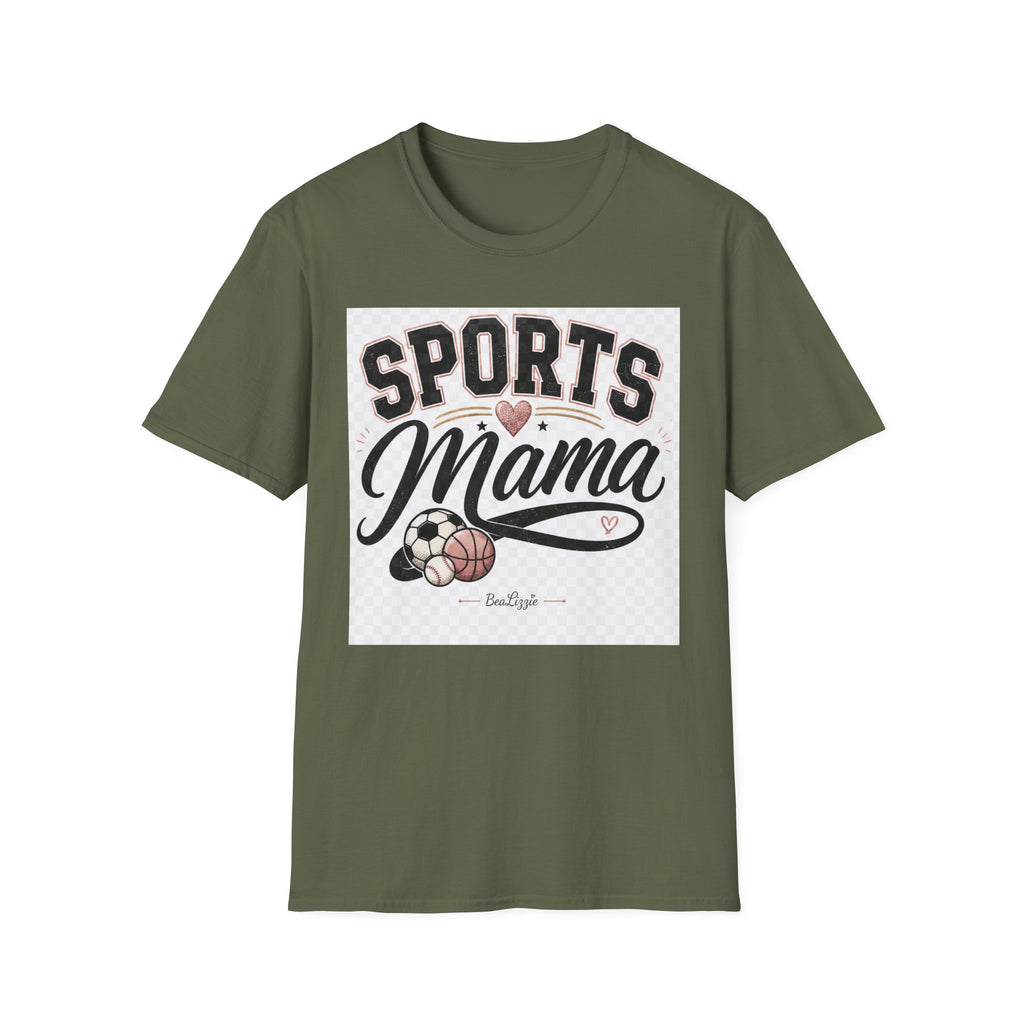 Sports Mama T‑Shirt — Cute Athletic Mom Tee with Heart & Ball Design