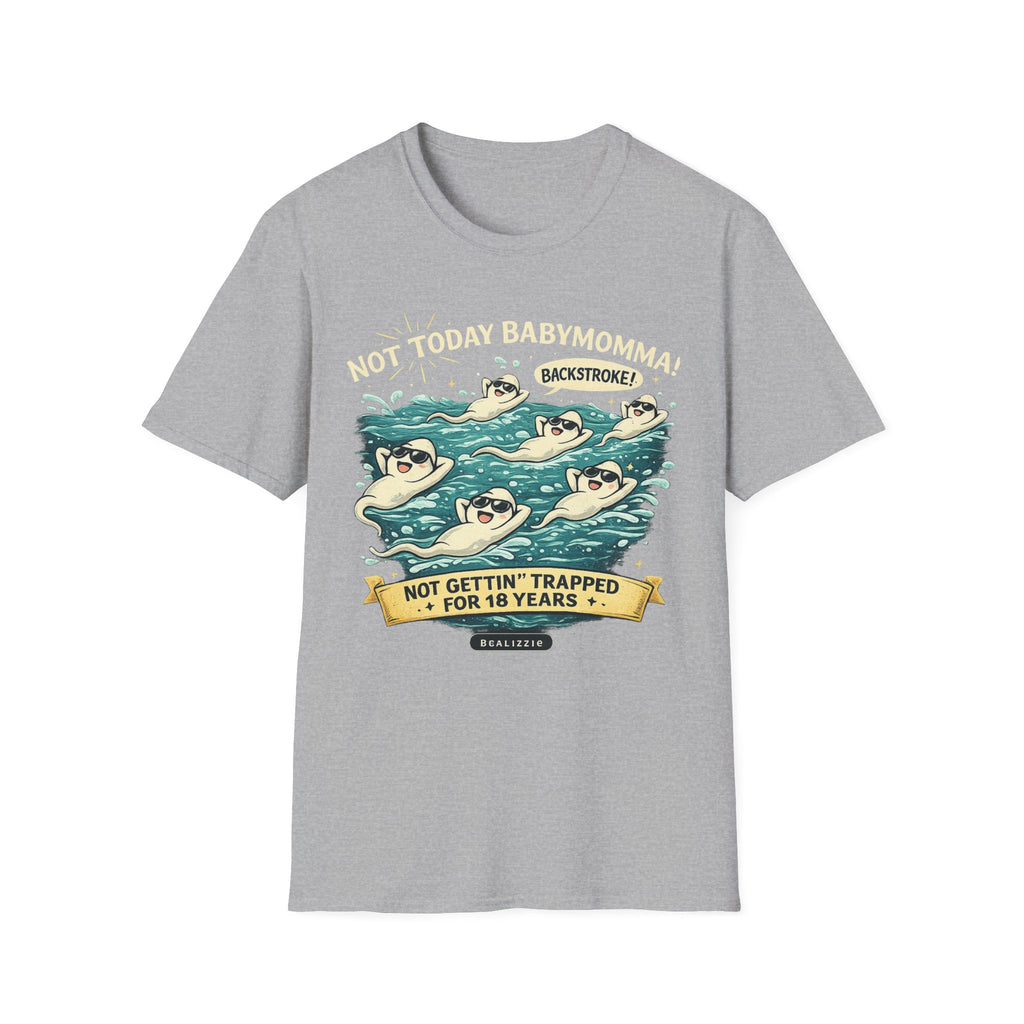 Backstroke Sloths T-Shirt — Cute Retro Swimming Sloth Design ("Backstroke! Not Today Harassment")
