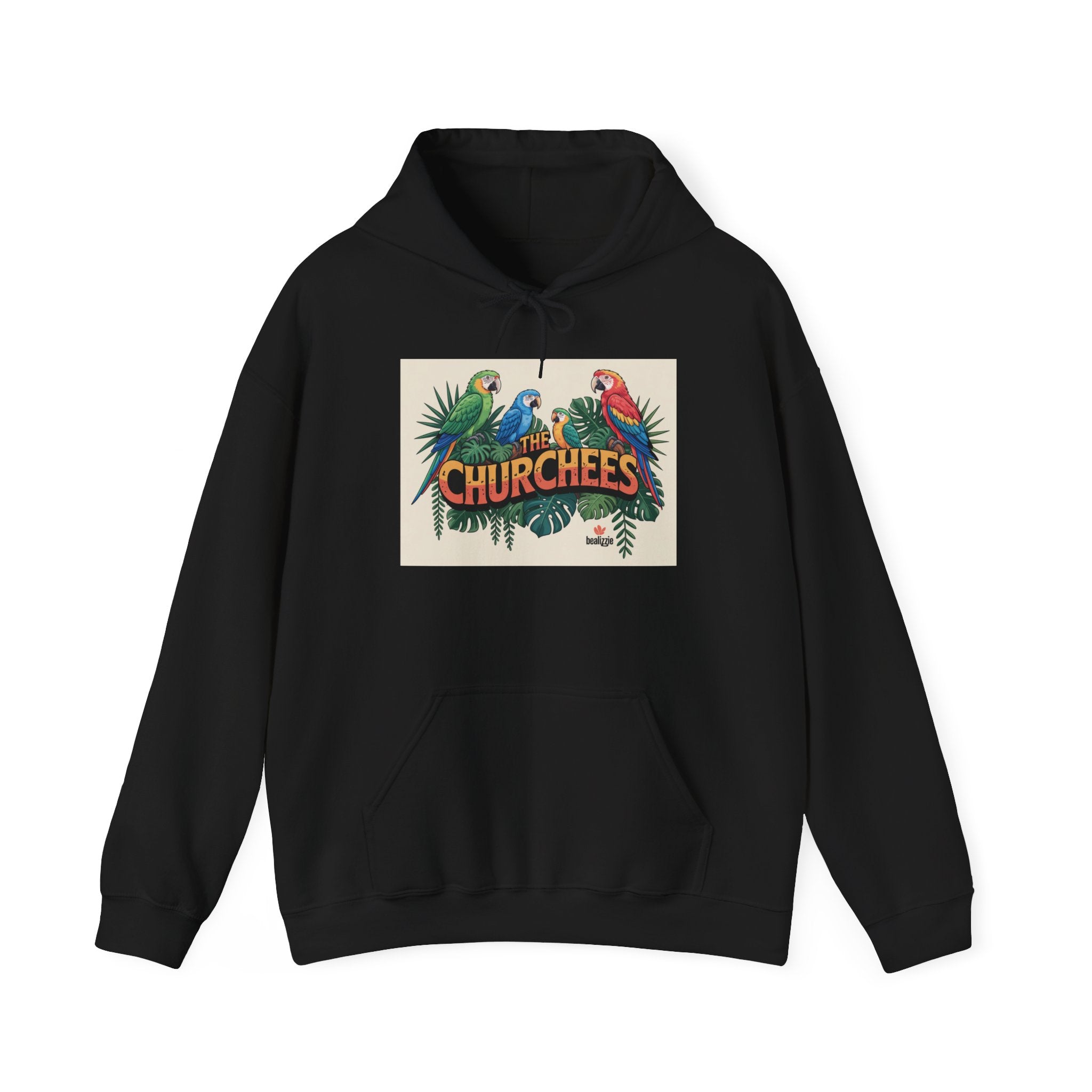 Sweat à capuche « CHURCHEES » Perroquet Tropical – Pull graphique d'oiseau insulaire vintage
