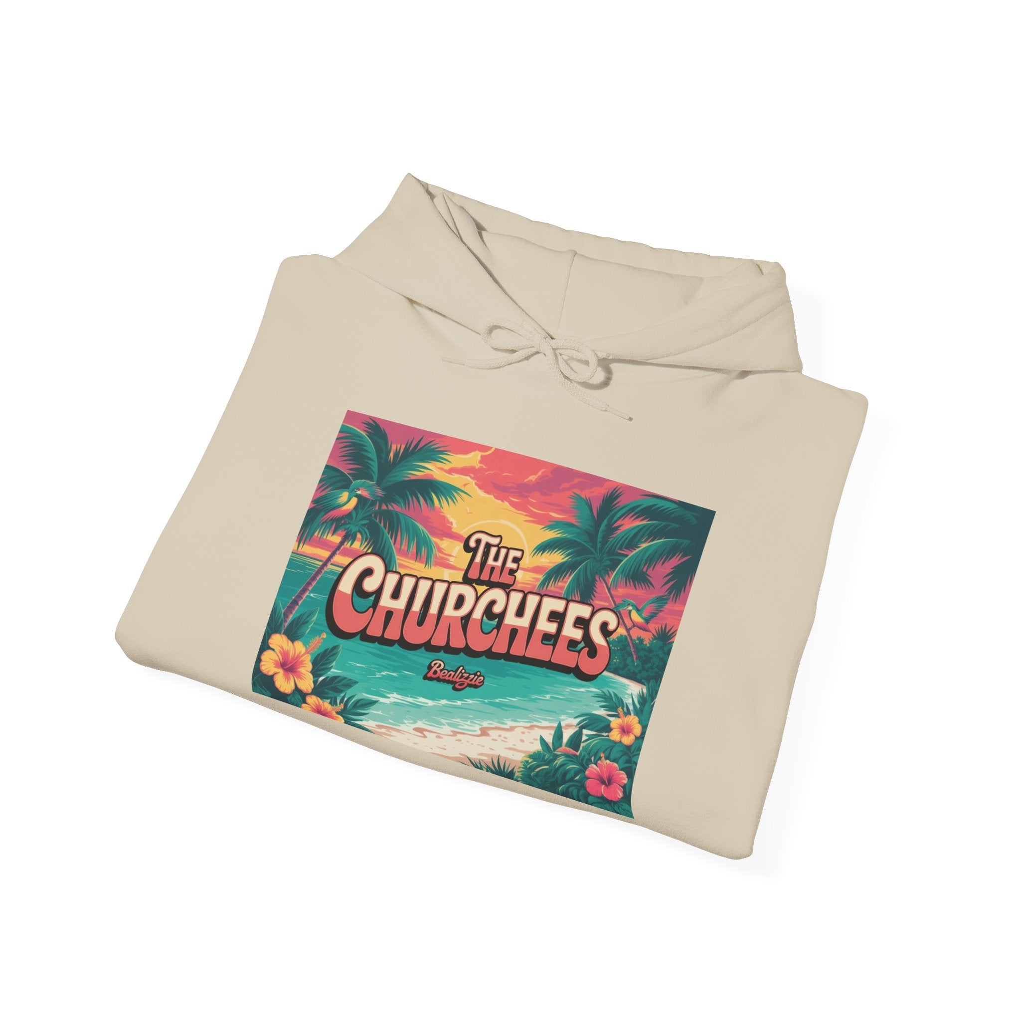 The Churchees Tropical Beach Hoodie — Retro Surf Palm Tree Sweatshirt