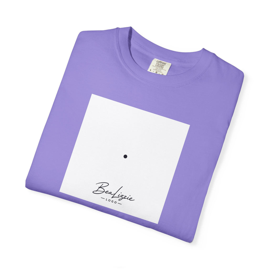 Minimalist "Breathe" Script T-Shirt — Small Center Dot Design