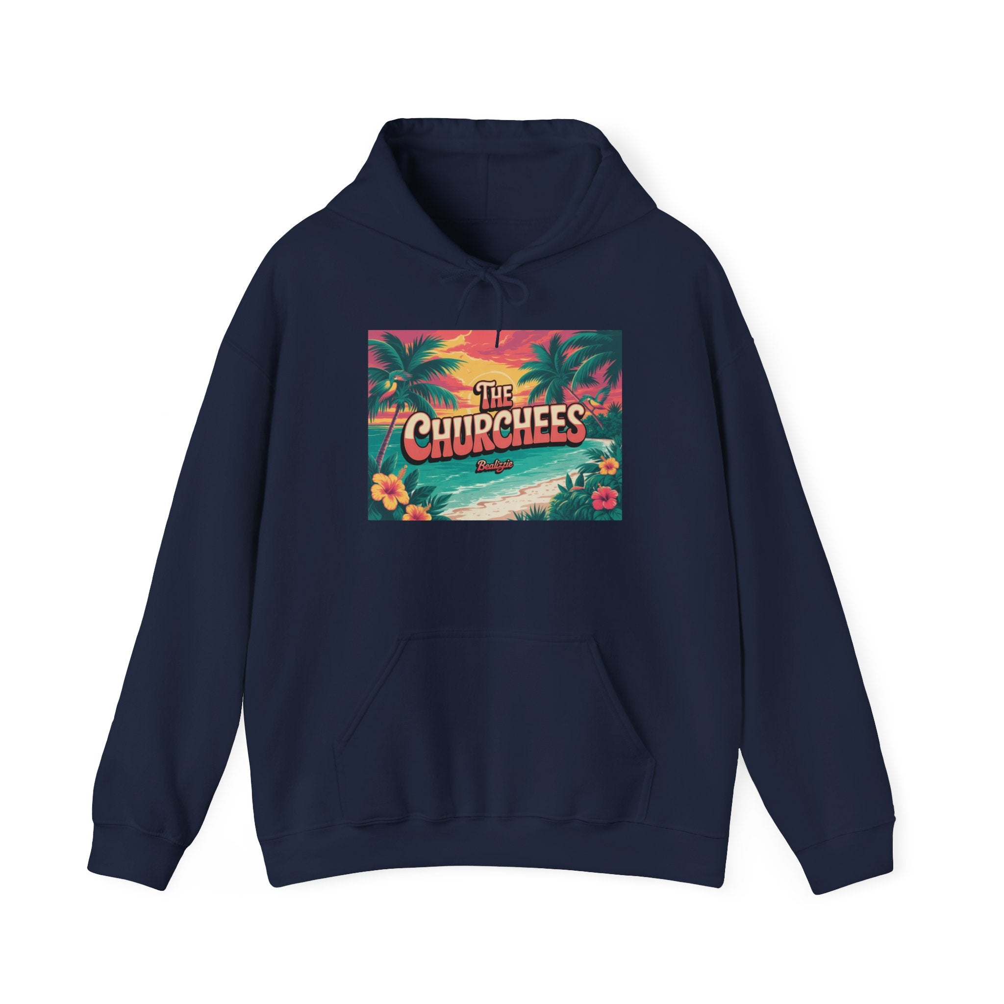Le sweat à capuche Tropical Beach de Churchees — Sweat-shirt rétro surf et palmiers