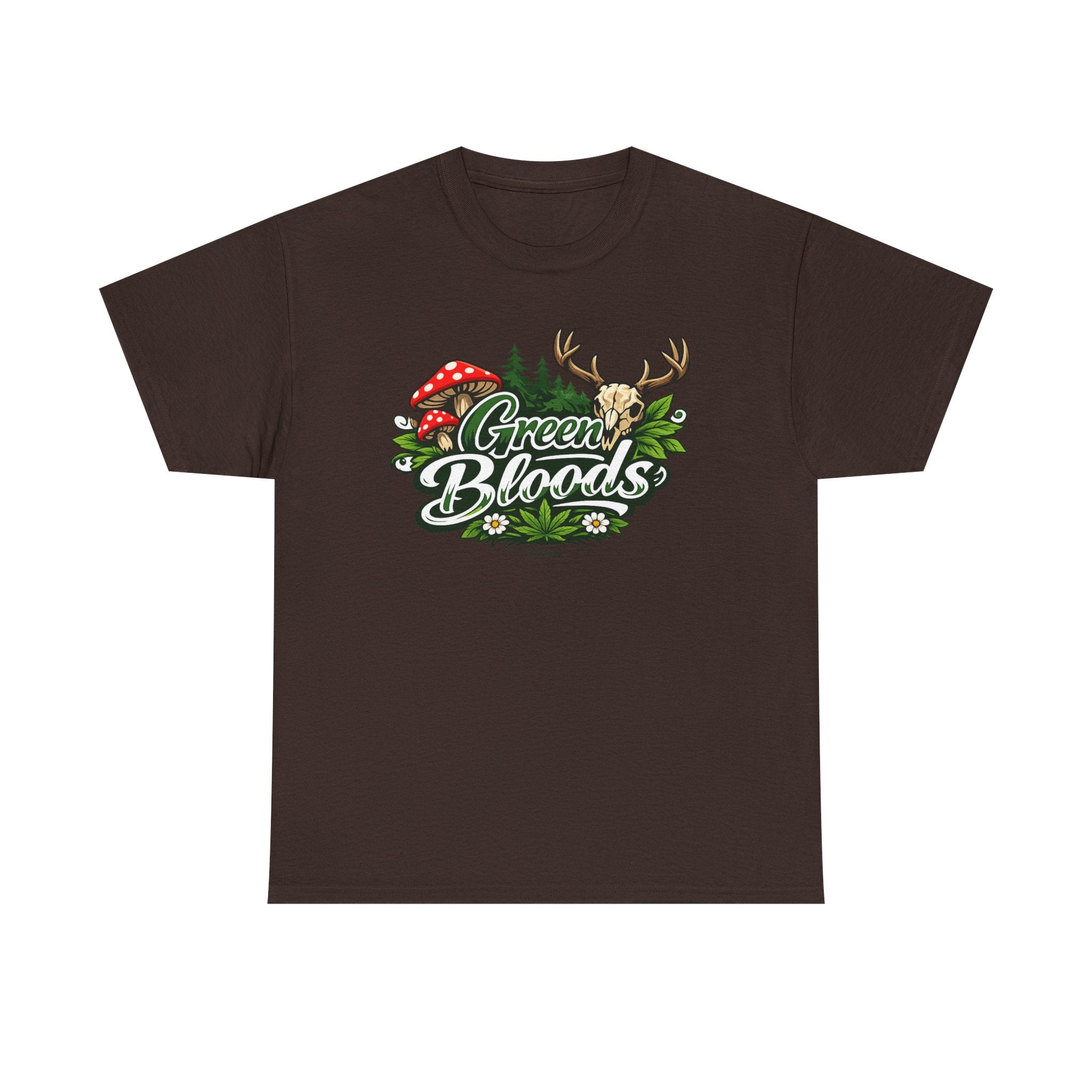 Green Bloods Nature T-Shirt – Deer, Mushrooms & Forest Graphic Tee